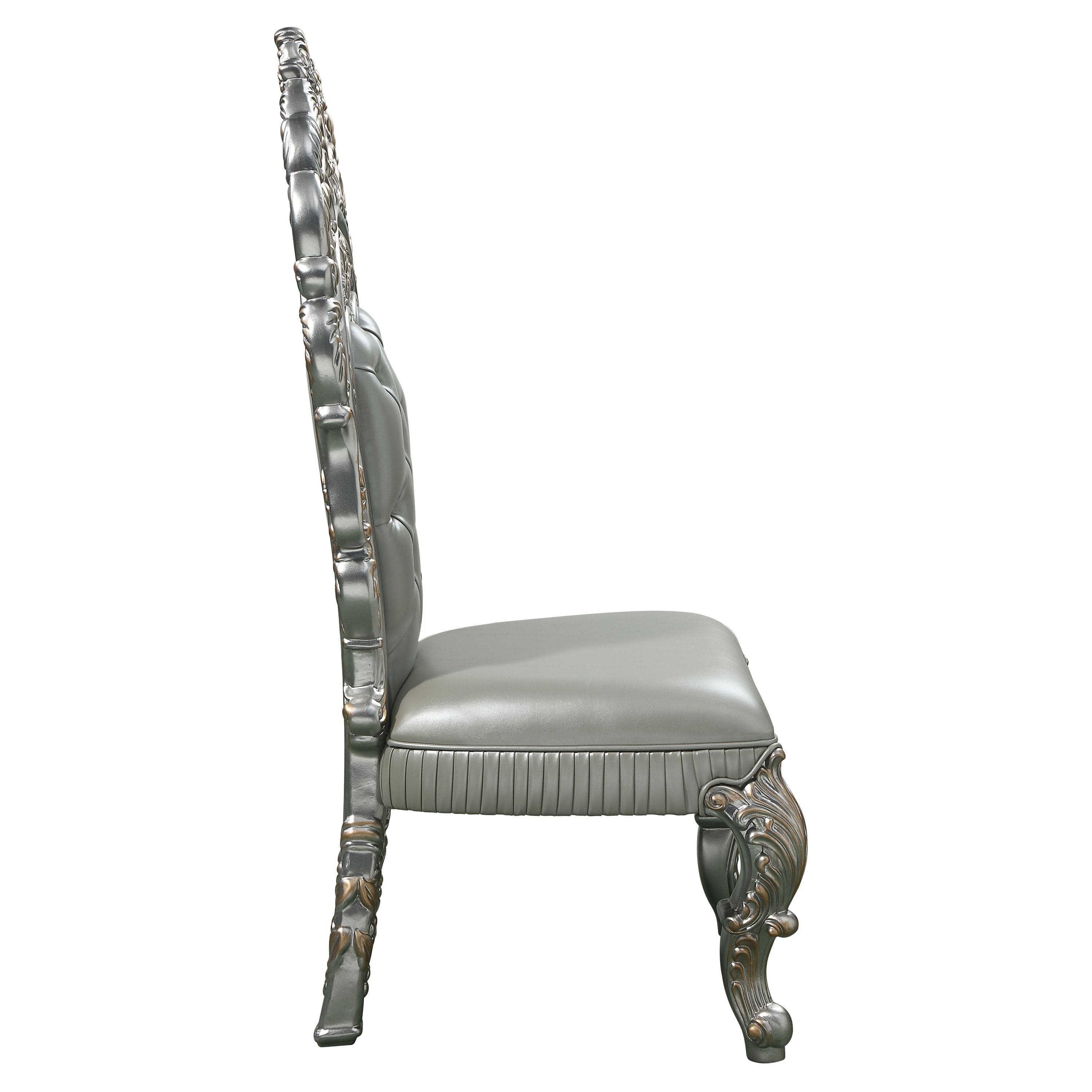 ACME Sandoval SIDE CHAIR (SET-2) Beige PU & Champagne Finish DN01495