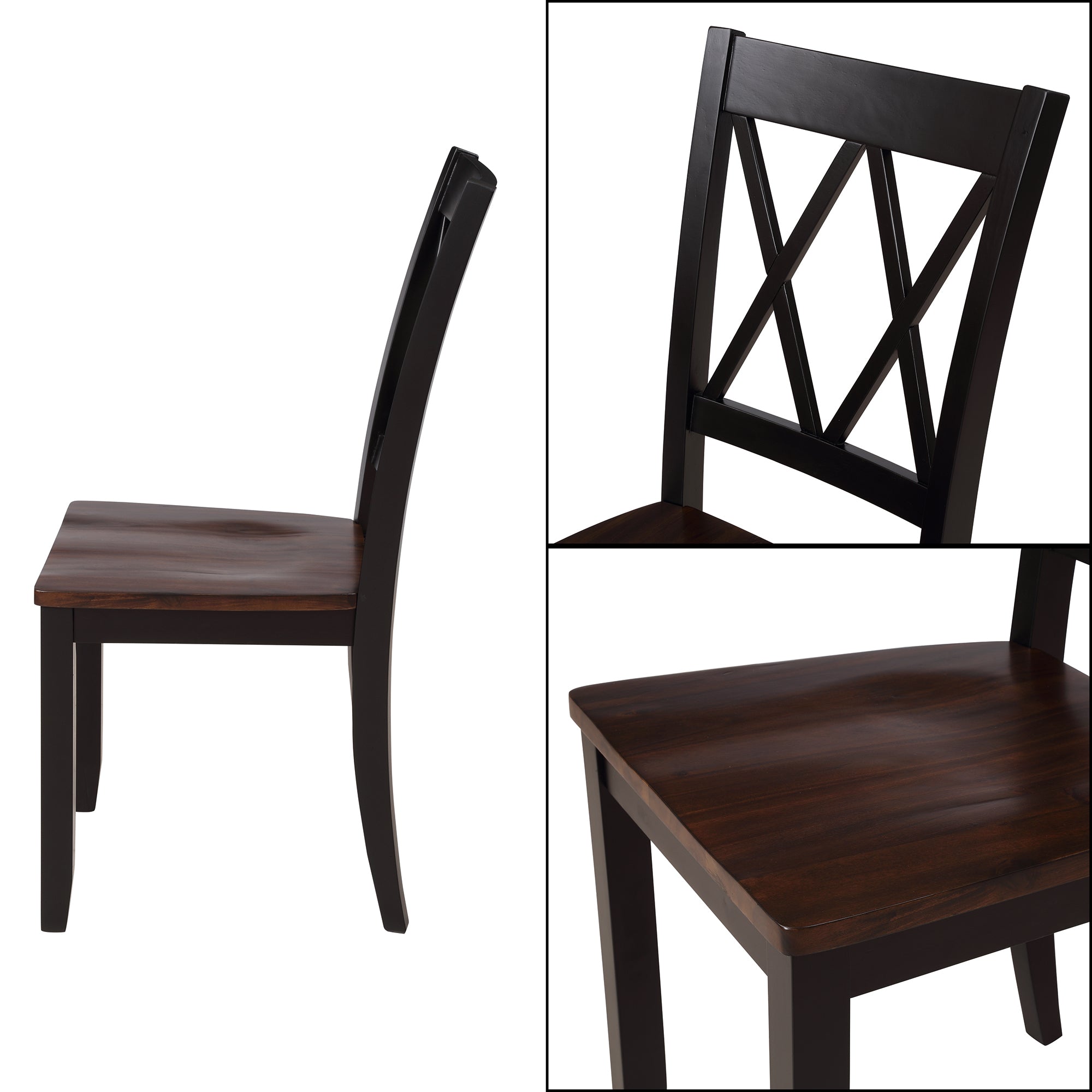 TOPMAX 5-Piece Dining Table Set Home Kitchen Table and Chairs Wood Dining Set, Black+Cherry