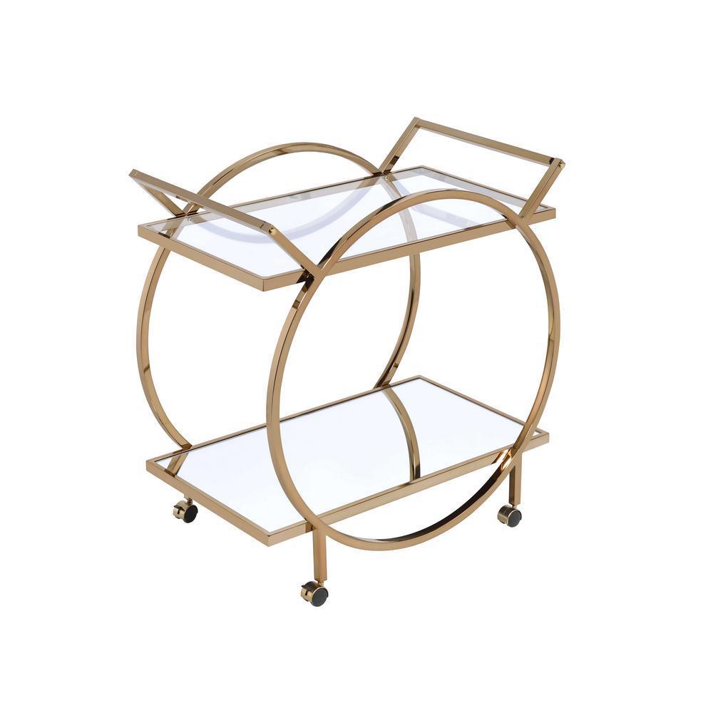 ACME Traverse Serving Cart, Champagne & Mirrored 98295