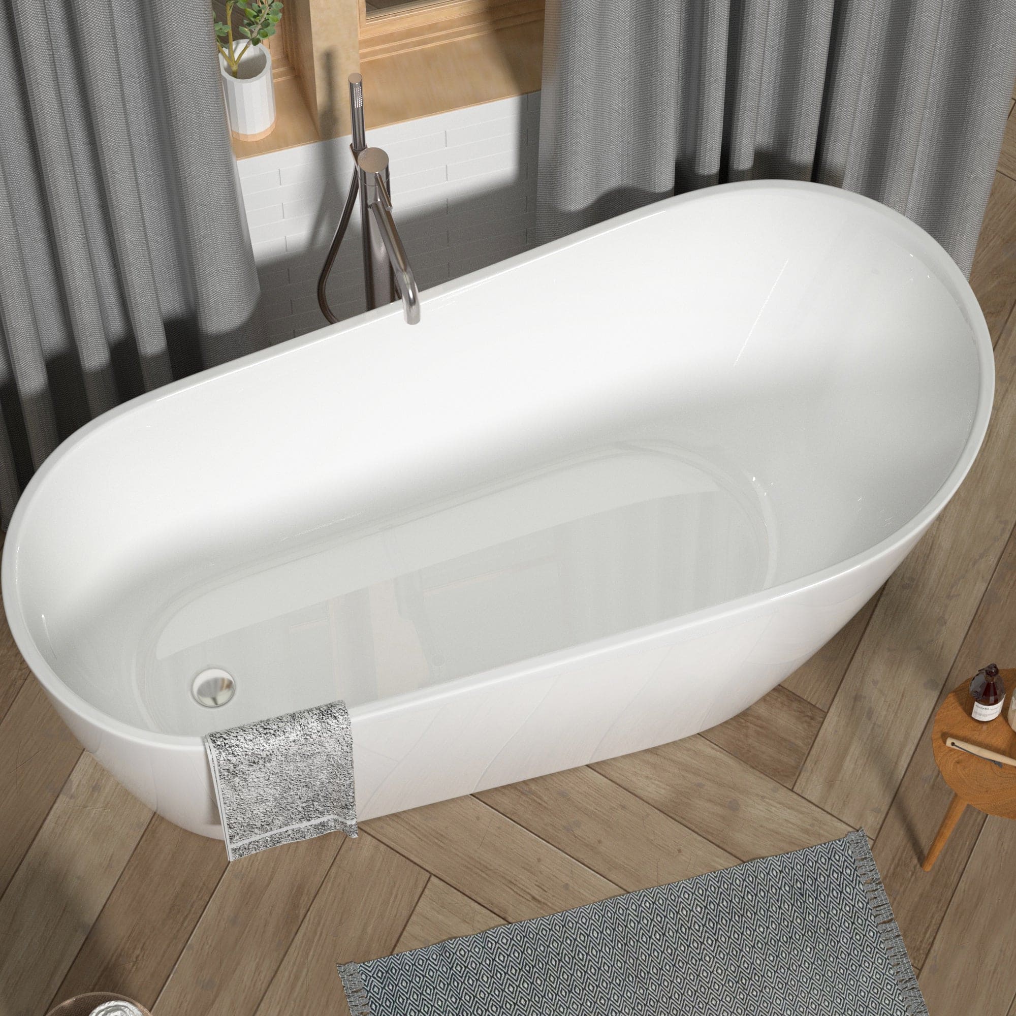 Acrylic Freestanding Soaking Bathtub-55 white