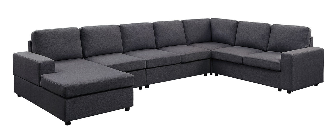 Hayden Modular Sectional Sofa with Reversible Chaise in Dark Gray Linen