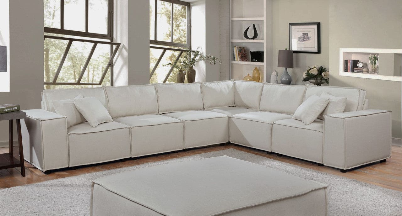 Janelle Modular Sectional Sofa in Beige Linen