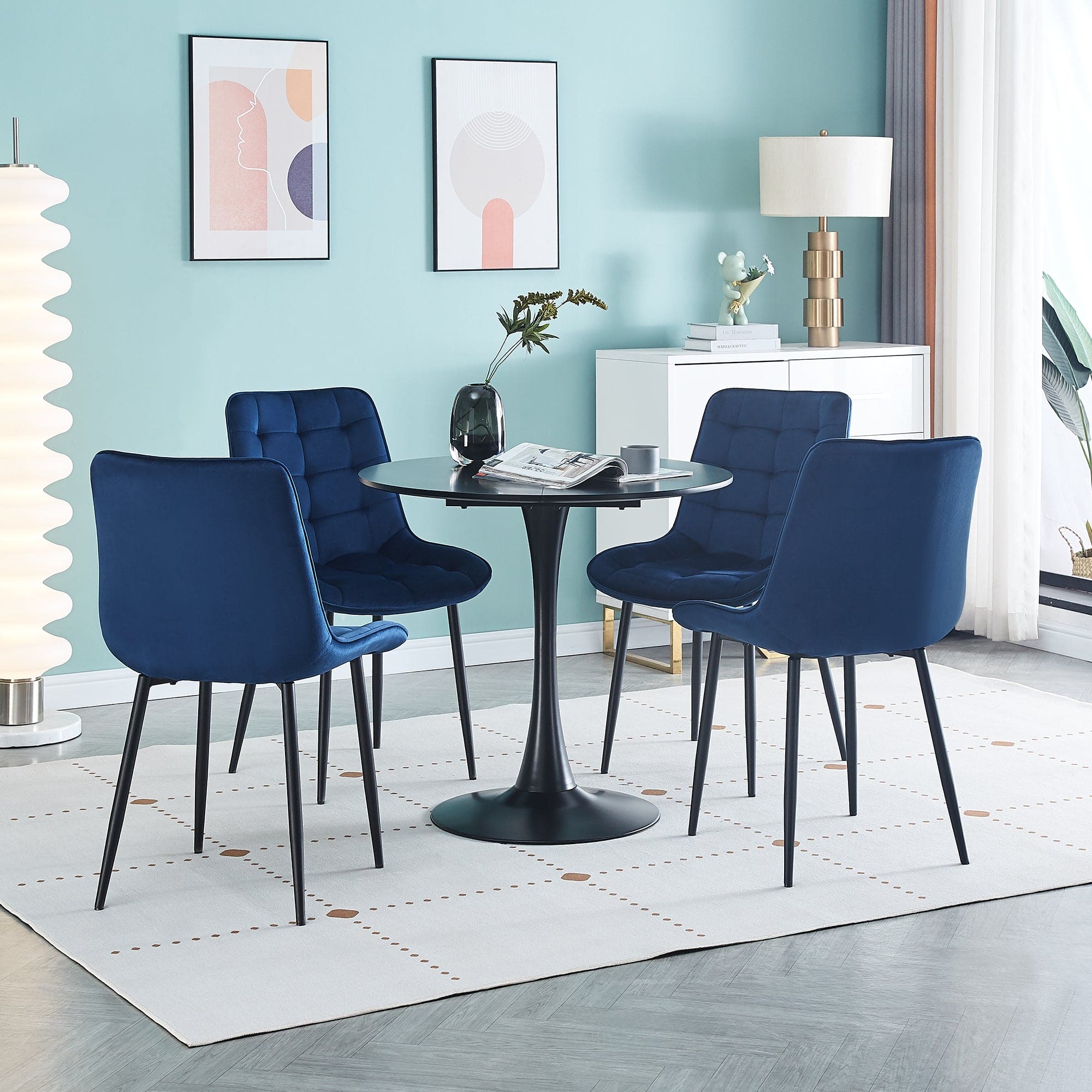 Dining Chair 2PCS（BLUE），Modern style，New technology，Suitable for restaurants, cafes, taverns, offices, living rooms, reception rooms.Simple structure, easy installation.