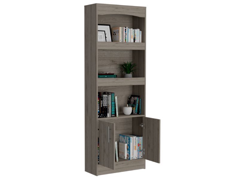 Bookcase Denver,Metal Hardware, Light Gray Finish