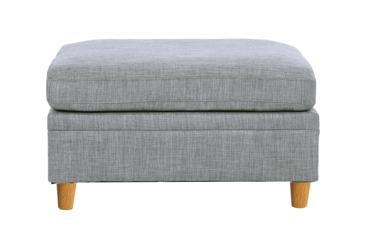 Living Room Furniture Ottoman Light Grey Dorris Fabric 1pc Cushion ottomans Wooden Legs