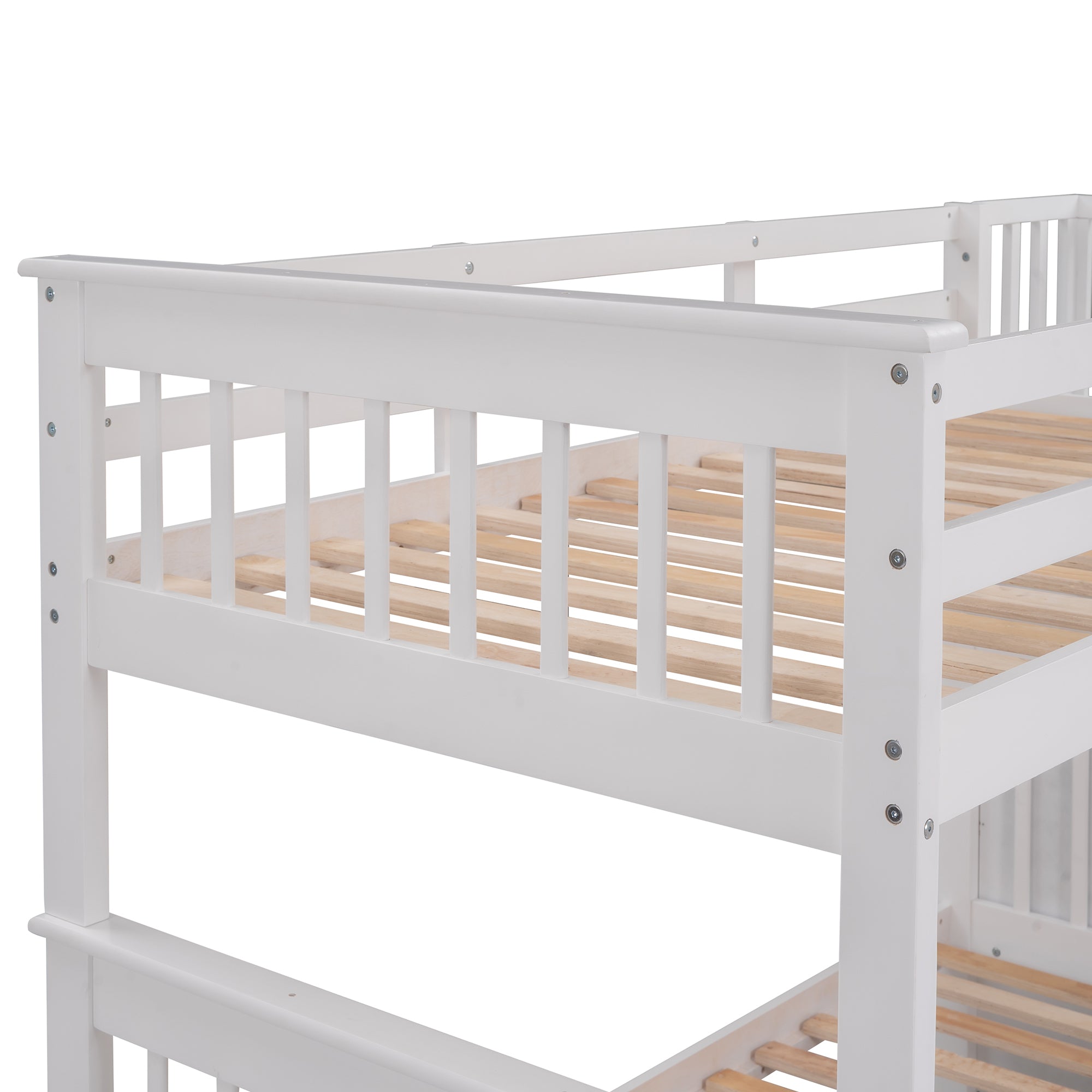 Stairway Twin-Over-Twin Bunk Bed with Three Drawers for Bedroom, Dorm - White(Old sku: LP000309AAK)