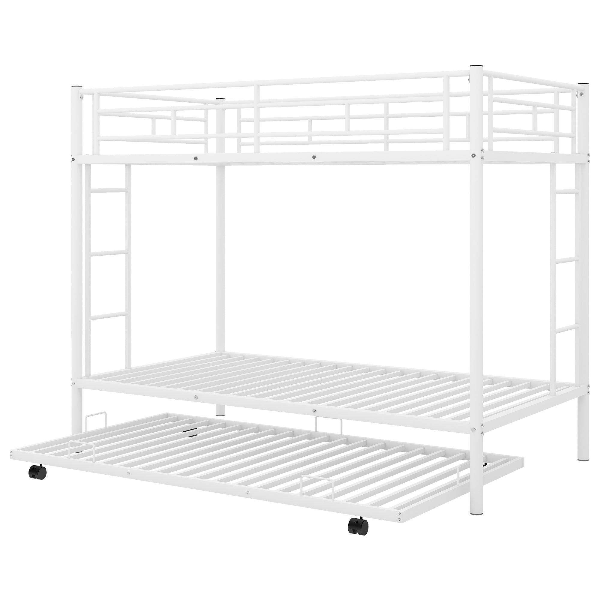 Twin over Twin Bunk Bed with Trundle, White(OLD SKU:MF192387AAK)