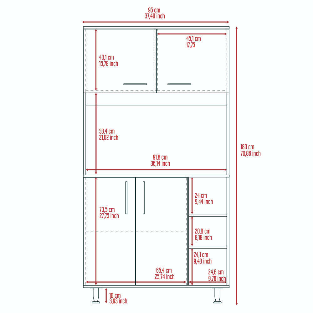 Ralston 7-Shelf 4-Door 2-piece Kitchen Set, Kitchen Island and Pantry Cabinet White and Light Oak