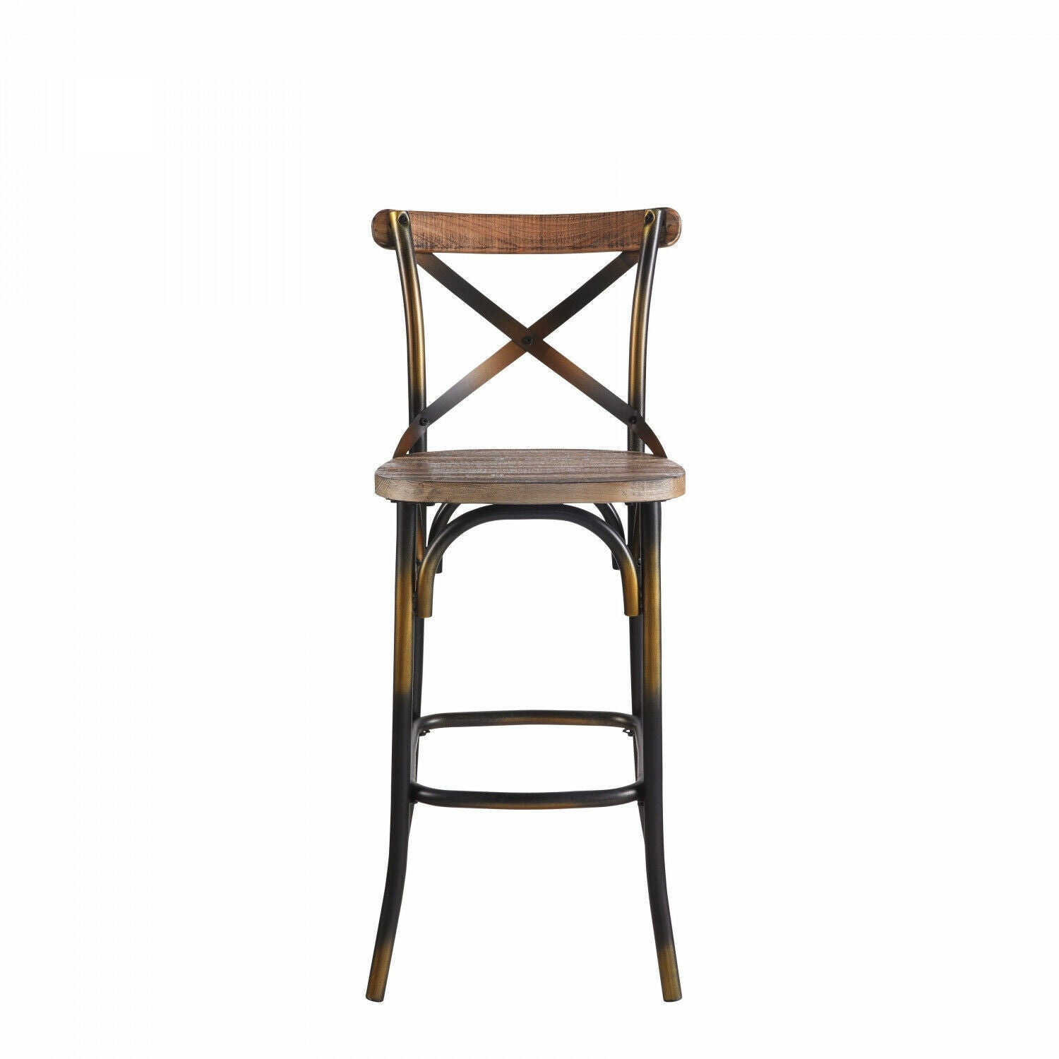 ACME Zaire Bar Chair (1Pc) in Antique Copper & Antique Oak 96805