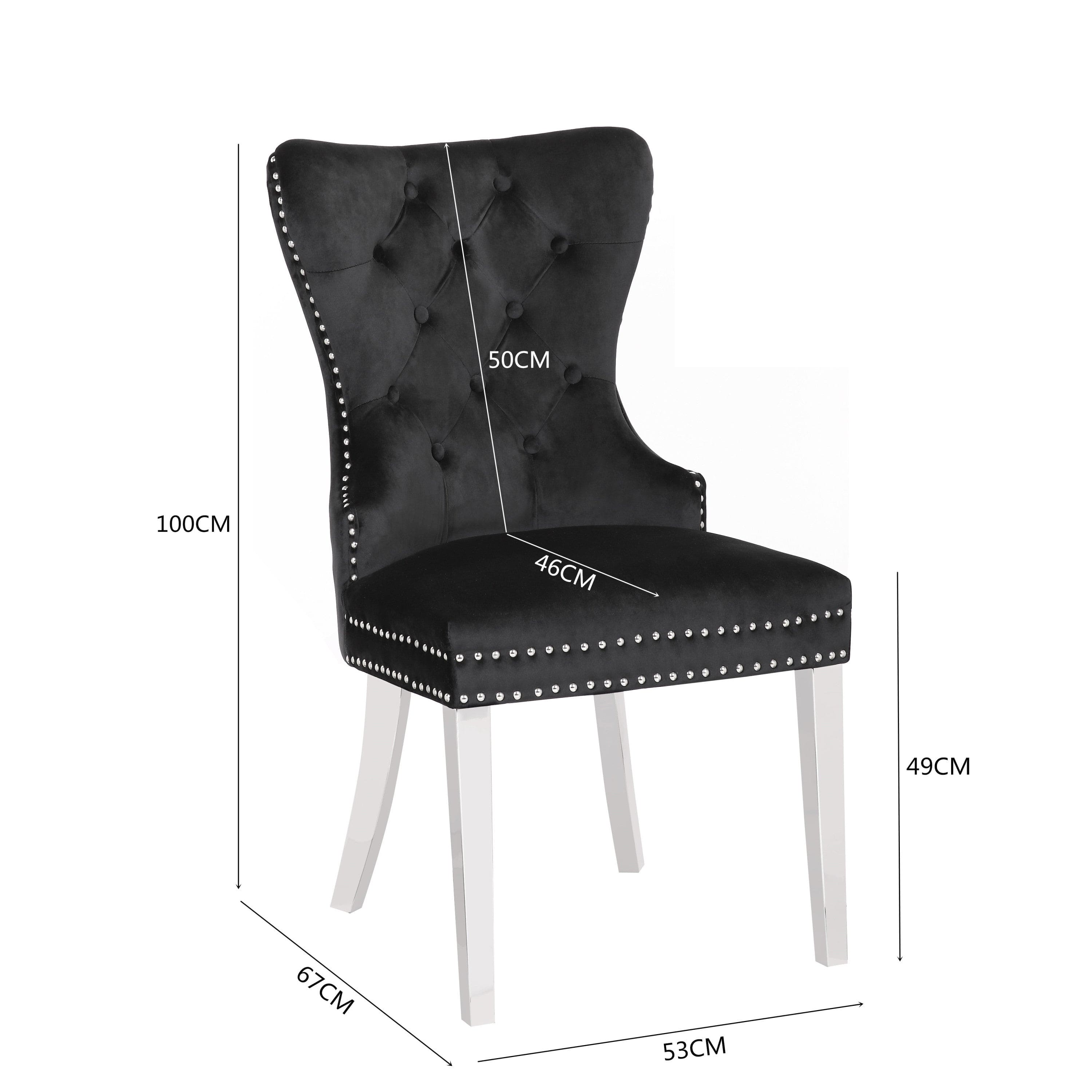 Simba Stainless Steel 2 Piece Chair Finish with Velvet Fabric in Black