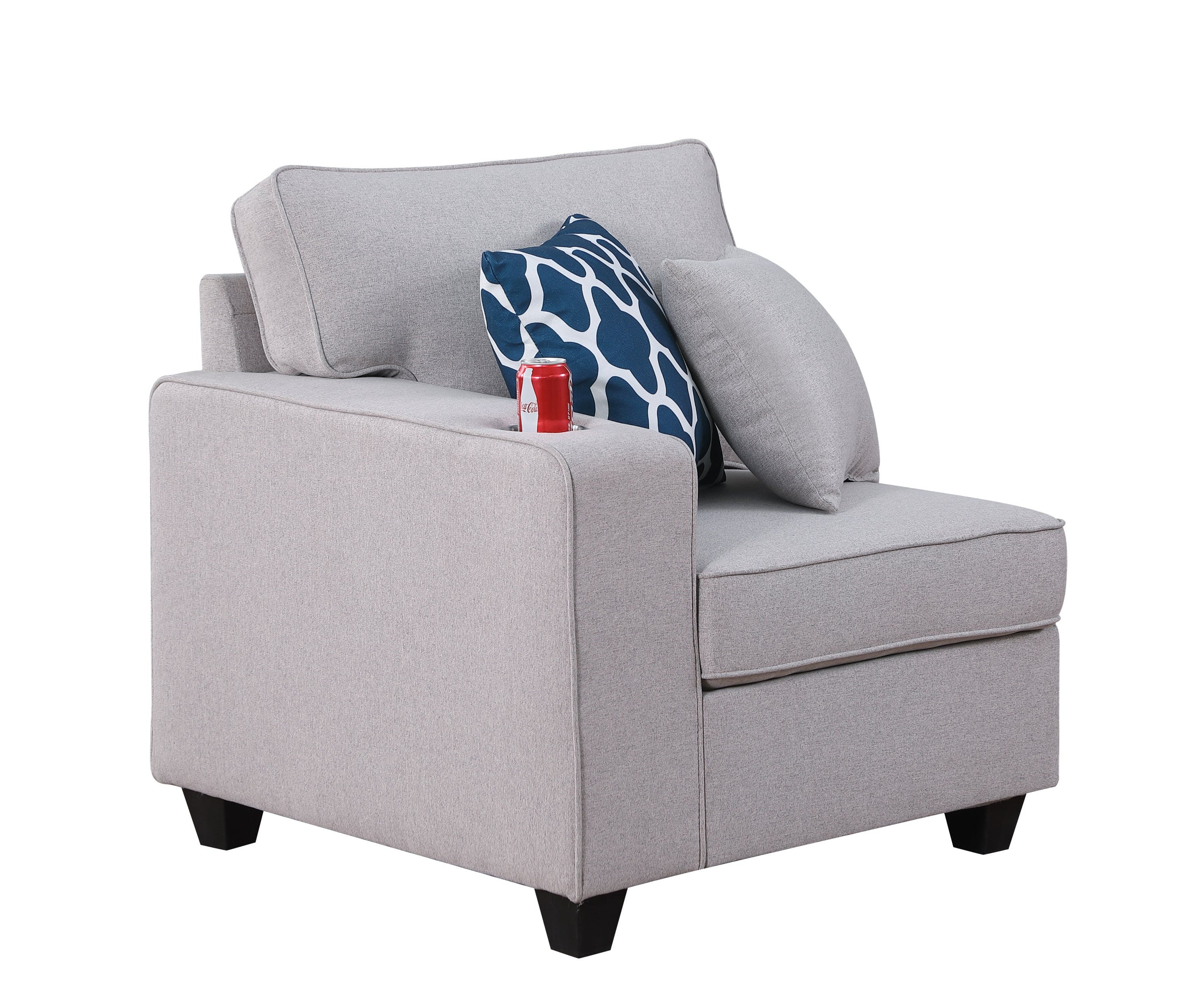 Cooper Light Gray Linen Loveseat with Cupholder