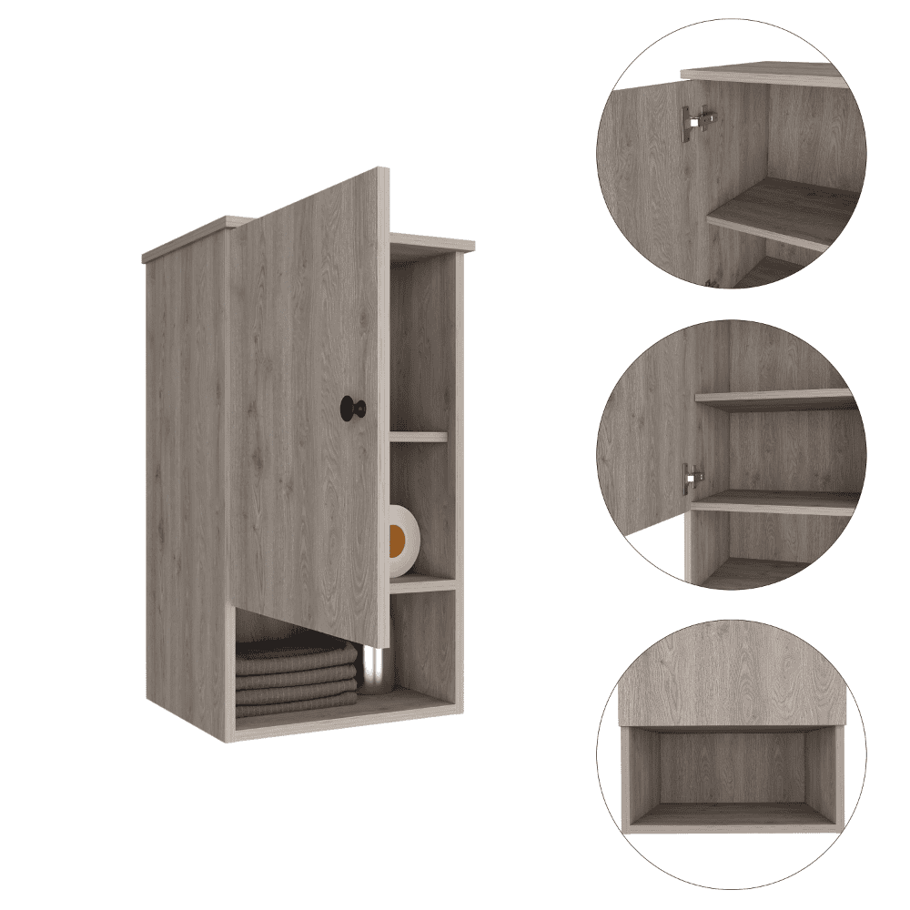 Medicine Cabinet Porto, Two Internal Shelves, Light Gray Finish