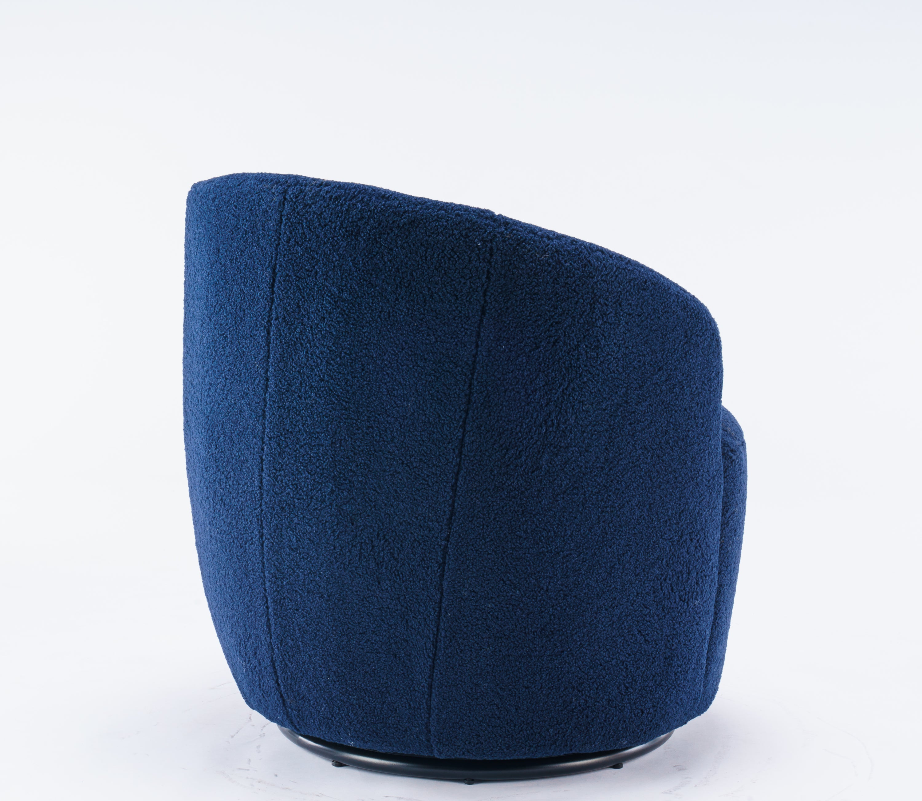 Teddy Fabric Swivel Accent Armchair Barrel Chair With Black Powder Coating Metal Ring,Dark Blue