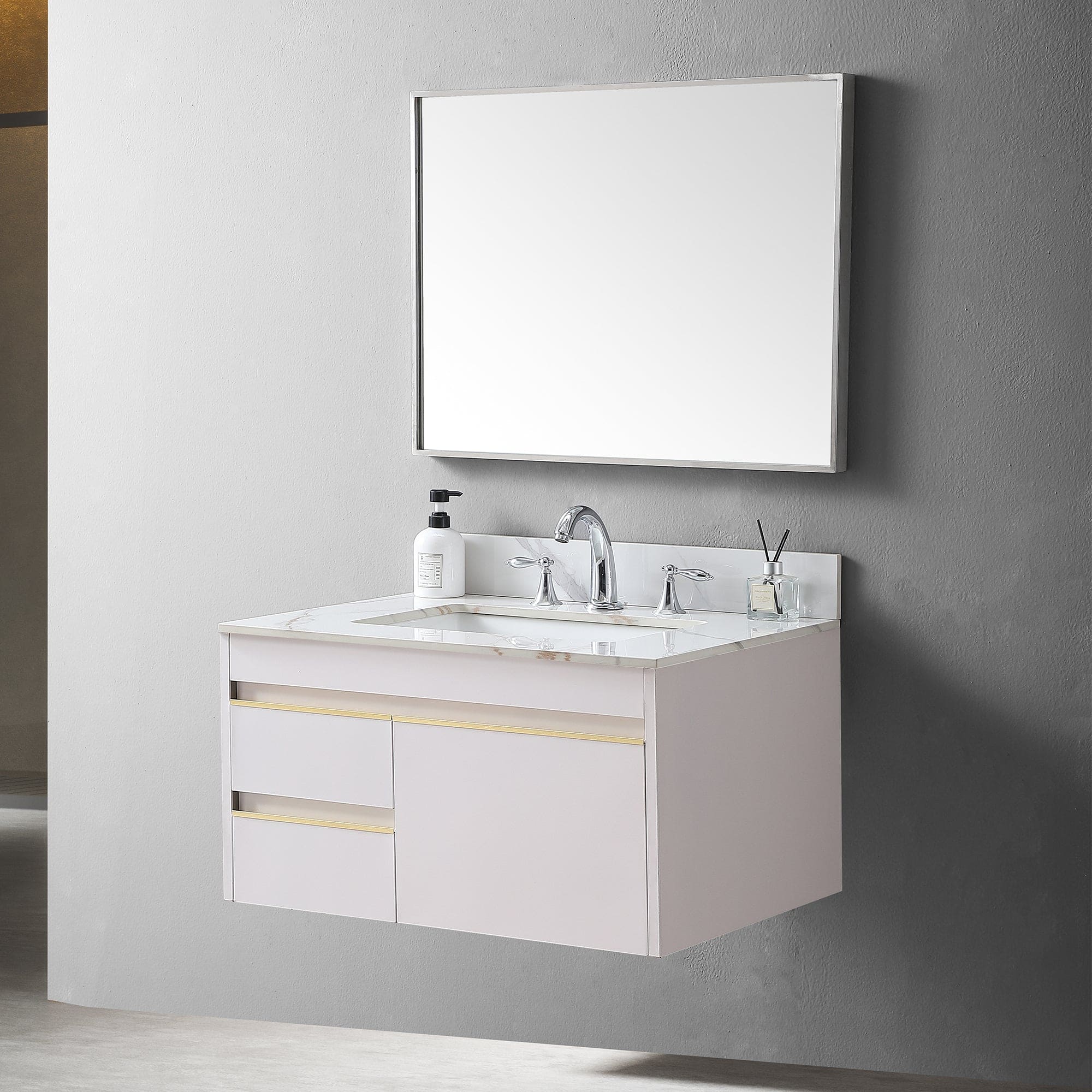 Montary 31inch bathroom vanity top stone carrara gold