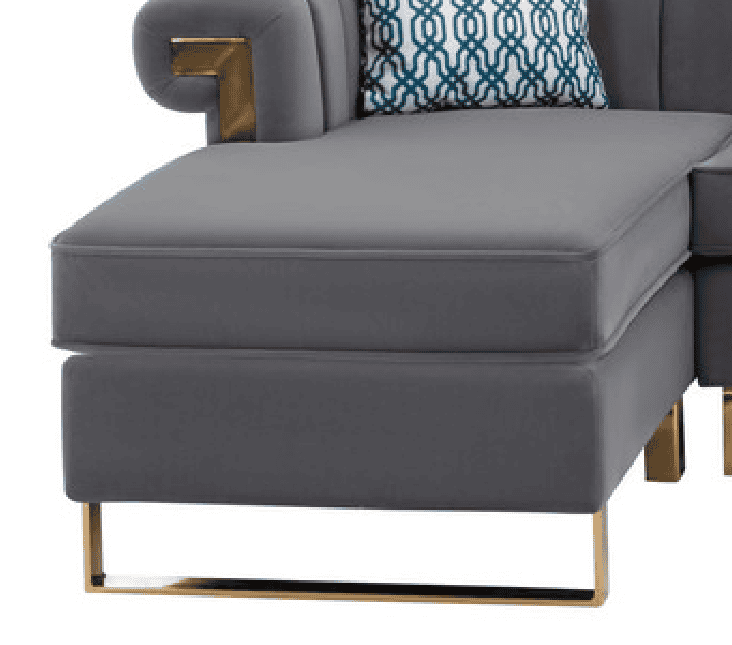 Maddie Gray Velvet 5-Seater Double Chaise Sectional Sofa