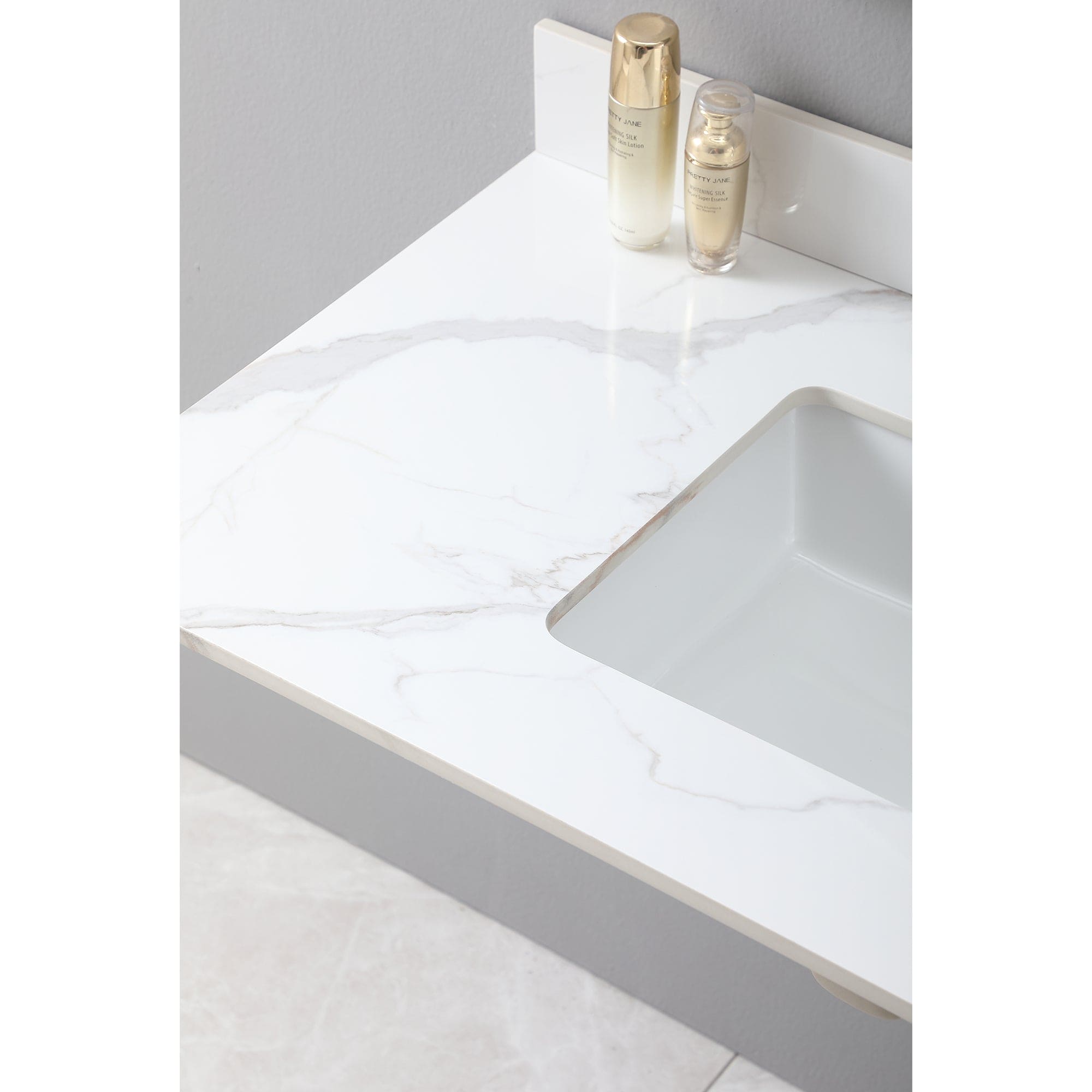 Montary 43x22inch bathroom vantiy top sintered stone carrara gold with 3 faucet hole  for bathroom cabinet .