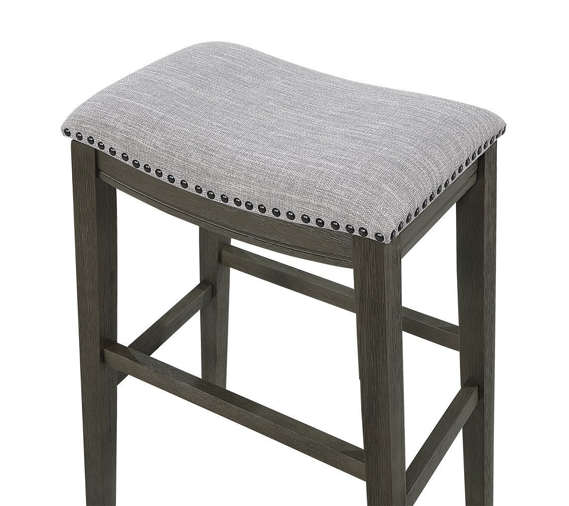 Saddle Stool, -29" Barstool Gray/Light Gray Fabric, Set of 2