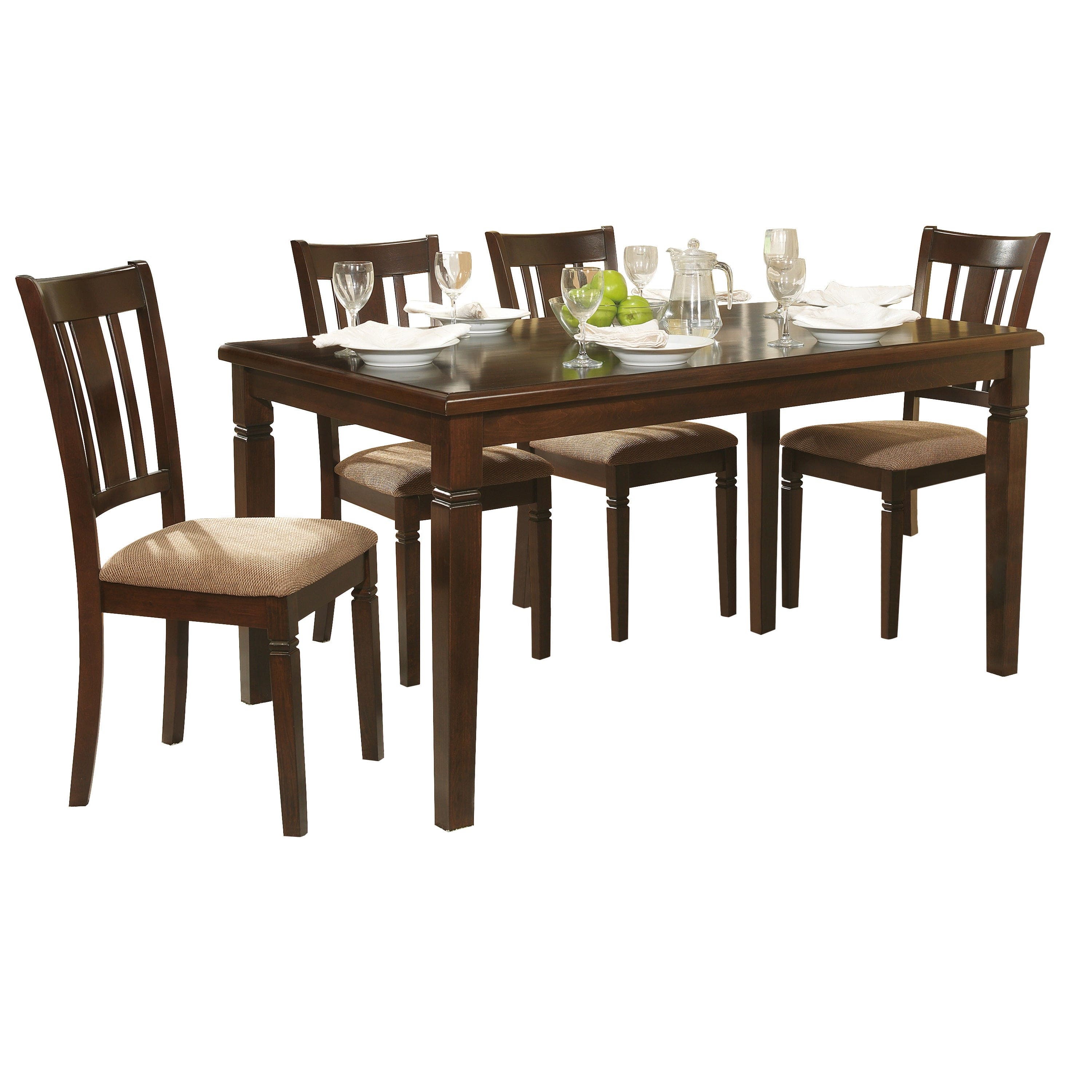 Transitional Style Dining Chair 2pc Set Wooden Frame Espresso Finish Fabric Upholstered Seat Kitchen Dining Furniture