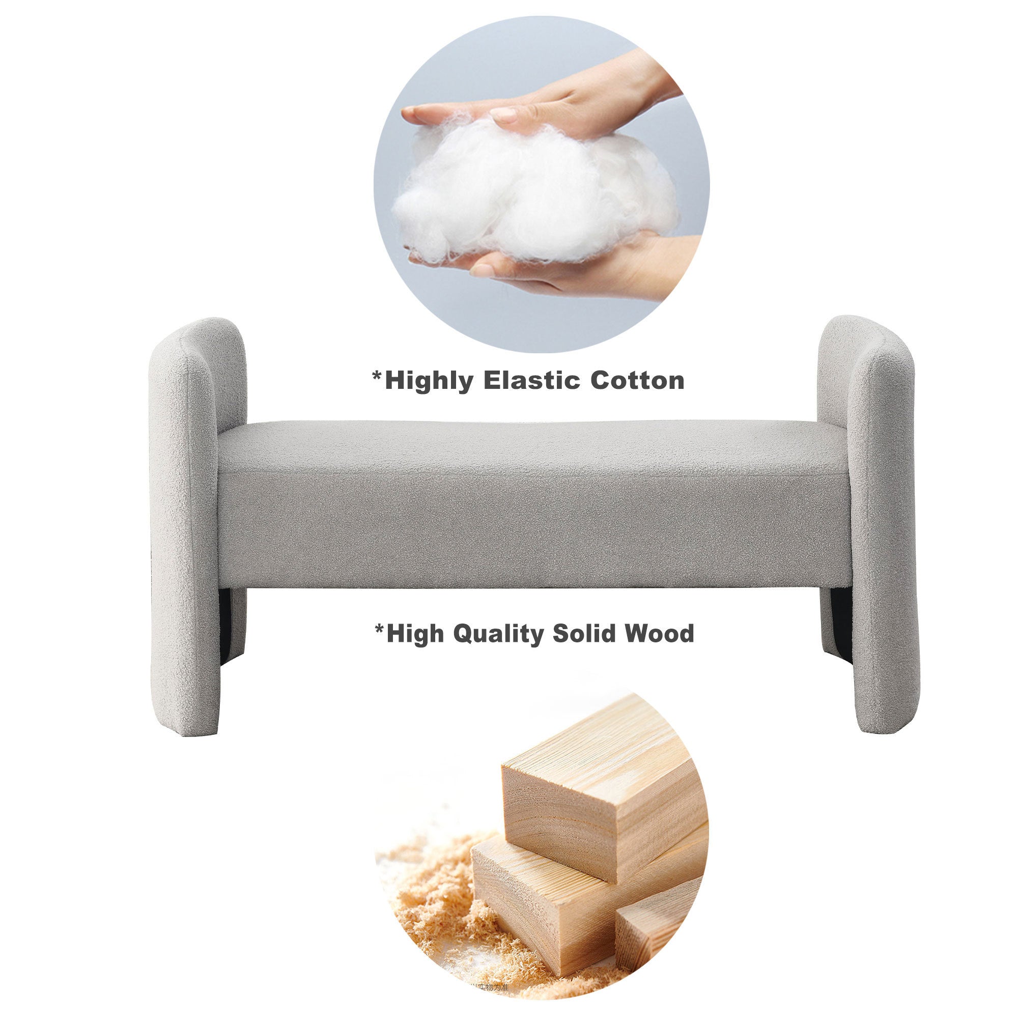 Welike 52" Bench for Bedroom End of Bed Modern Contemporary Design Ottoman Couch Long Bench Window Sitting Fireplace Bench, Teddy