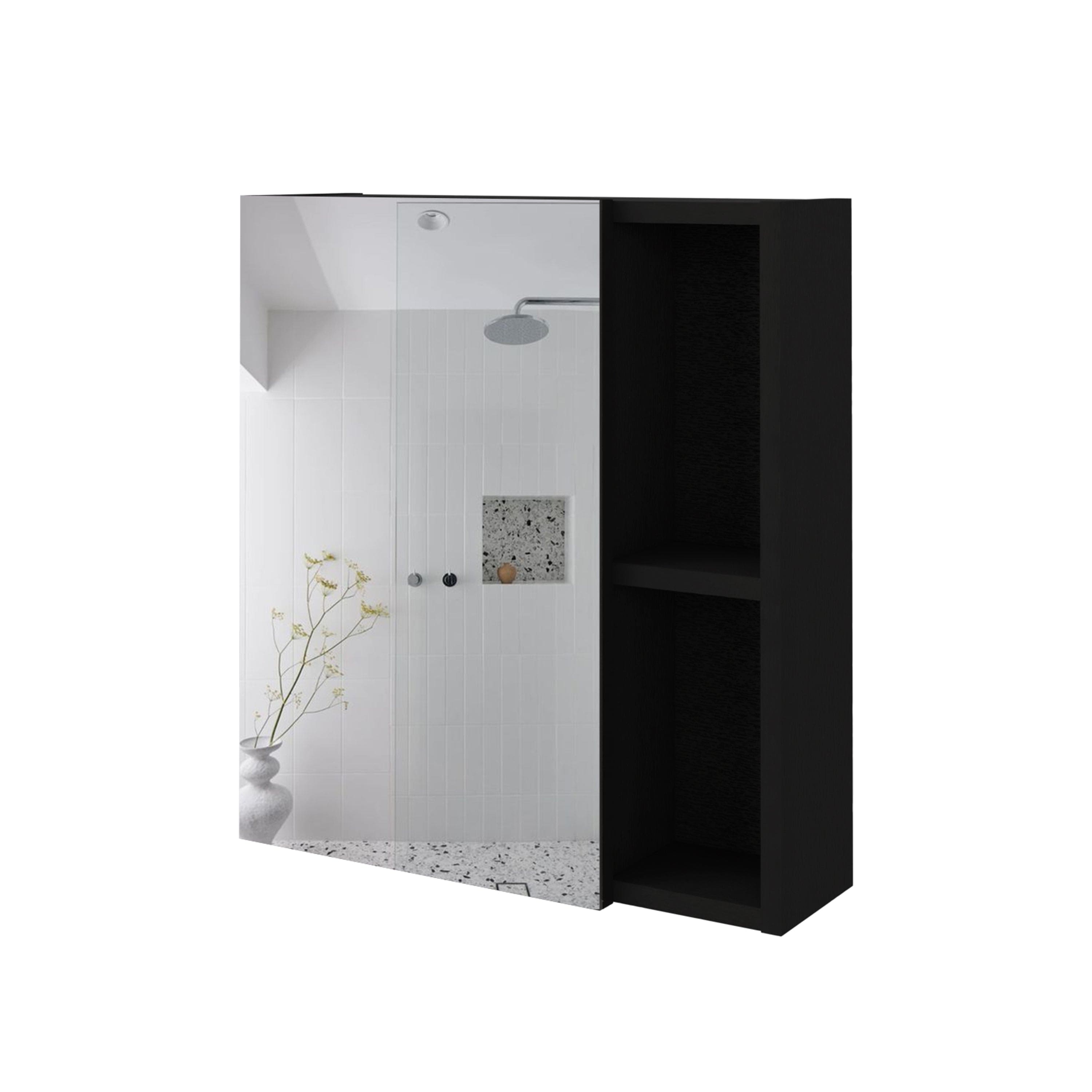 Medicine Cabinet Mirror Clifton, Five Internal Shelves, Black Wengue Finish