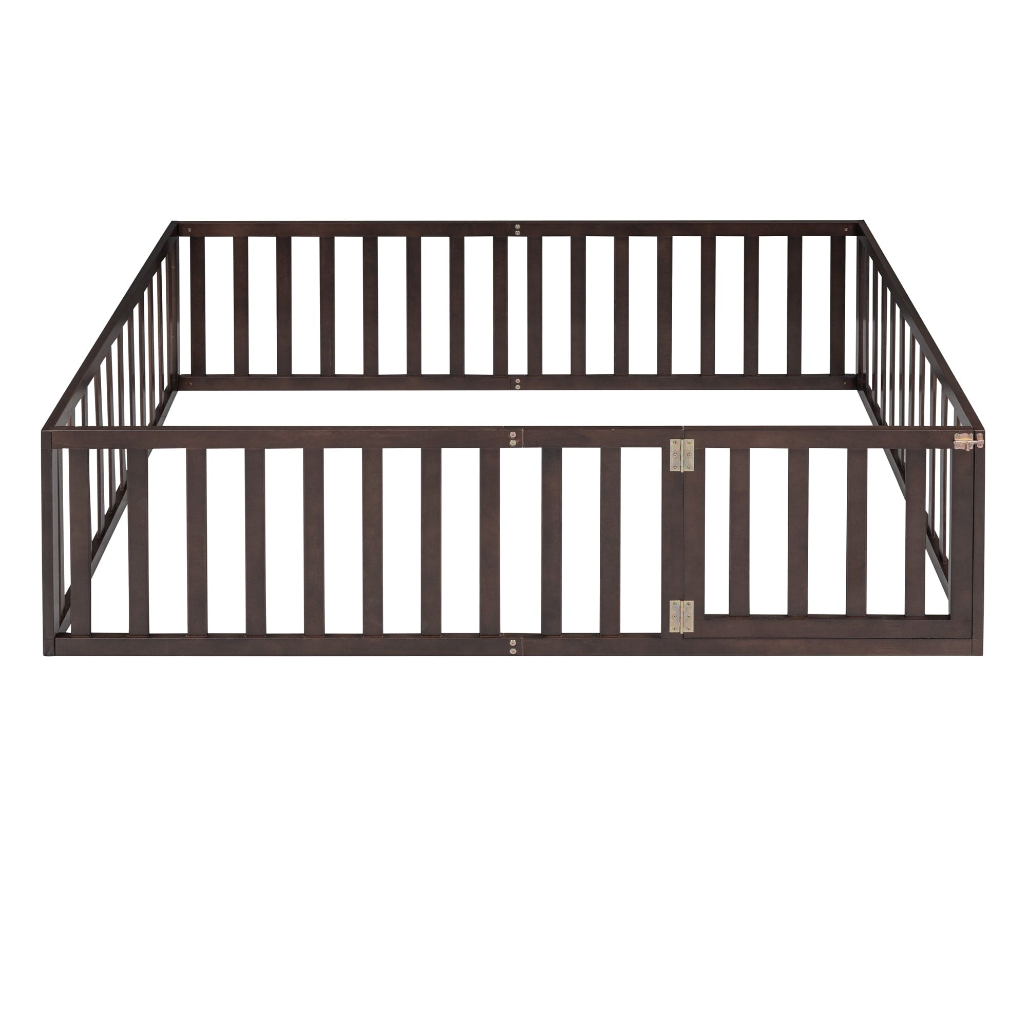 Full Size Wood Daybed Frame with Fence, Walnut(OLD SKU:WF289662AAL)