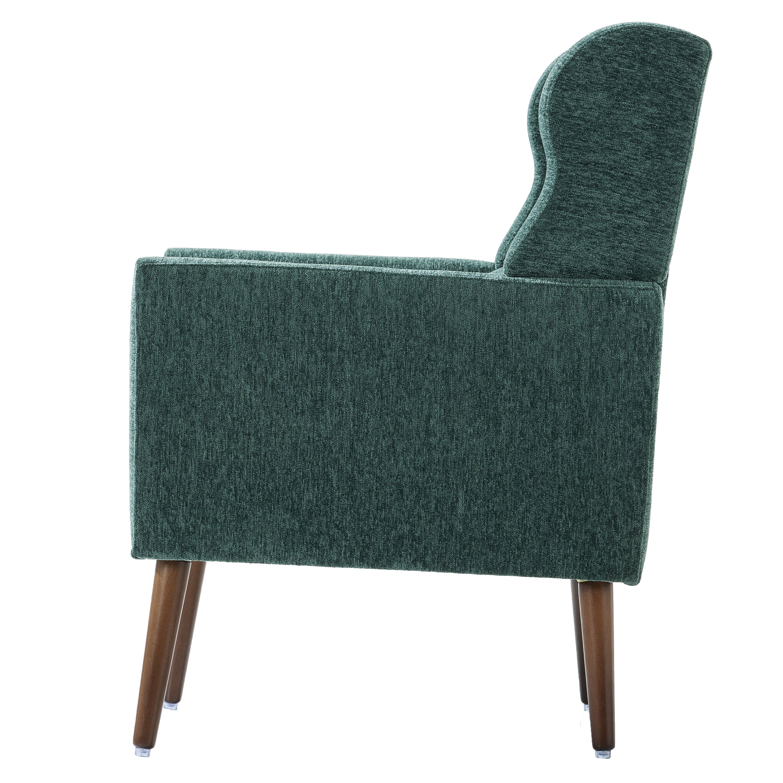 Modern Accent Chair Upholstered Foam Filled Living Room Chairs Comfy Reading Chair Mid Century Modern Chair with Chenille Fabric Lounge Arm Chairs Armchair for Living Room Bedroom (Blackish Green)