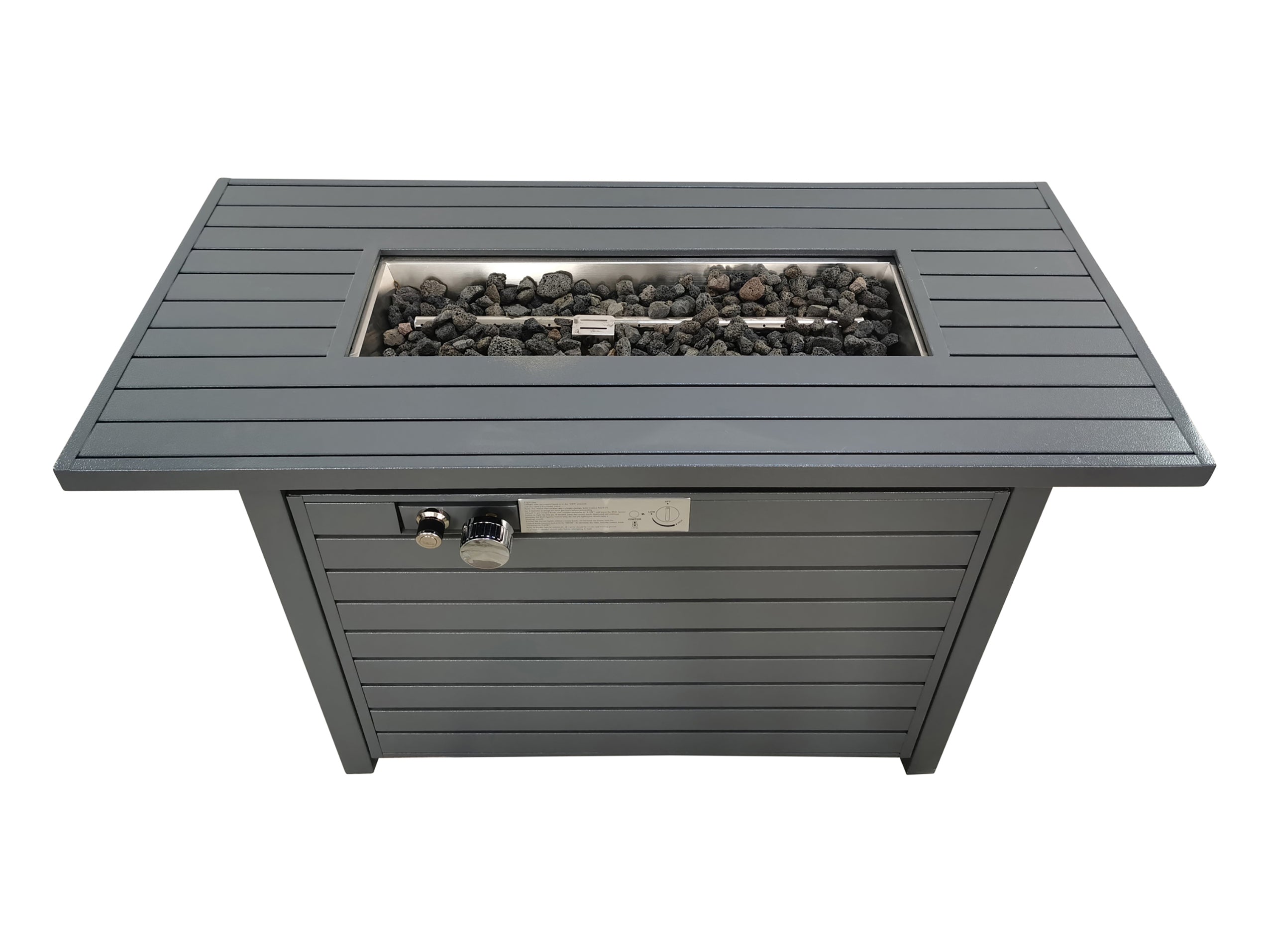 Living Source International  25'' H x 42'' W Steel Propane Outdoor Fire Pit Table with Lid (Grey)