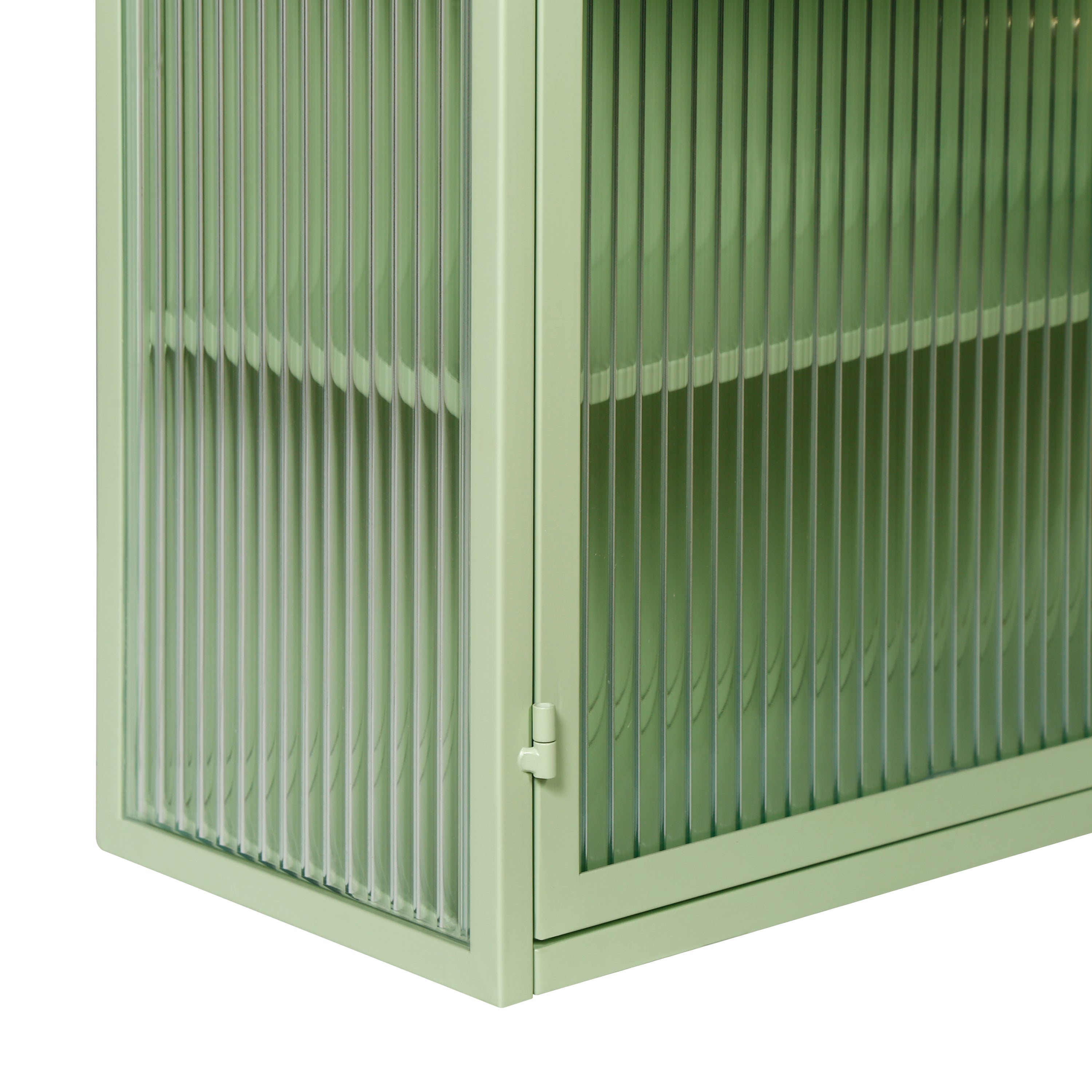 27.56"Glass Doors Modern Two-door Wall Cabinet with Featuring Three-tier Storage for Entryway Living Room Bathroom Dining Room,Mint Green