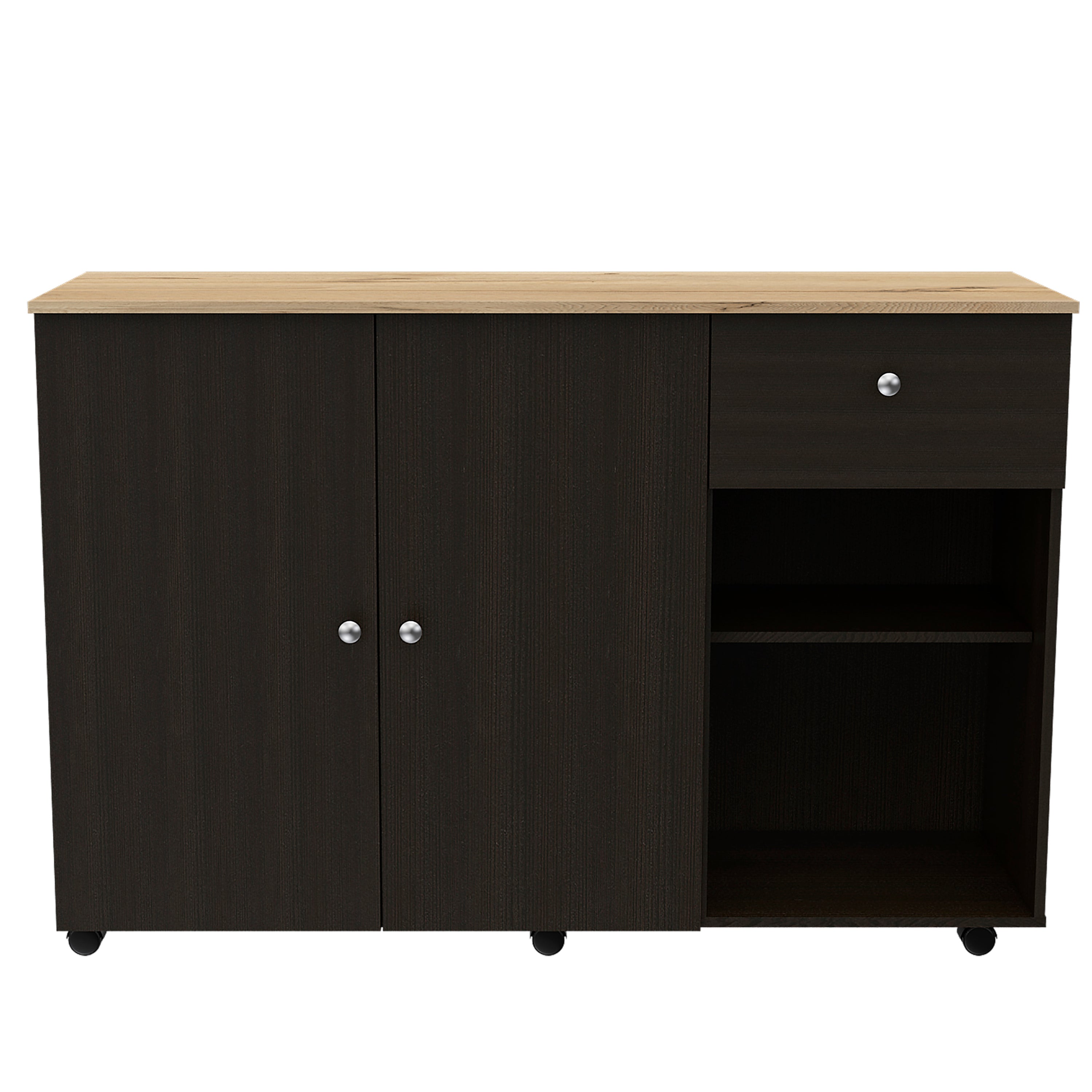 Sayville 2-Drawer 2-Shelf Kitchen Island Black Wengue