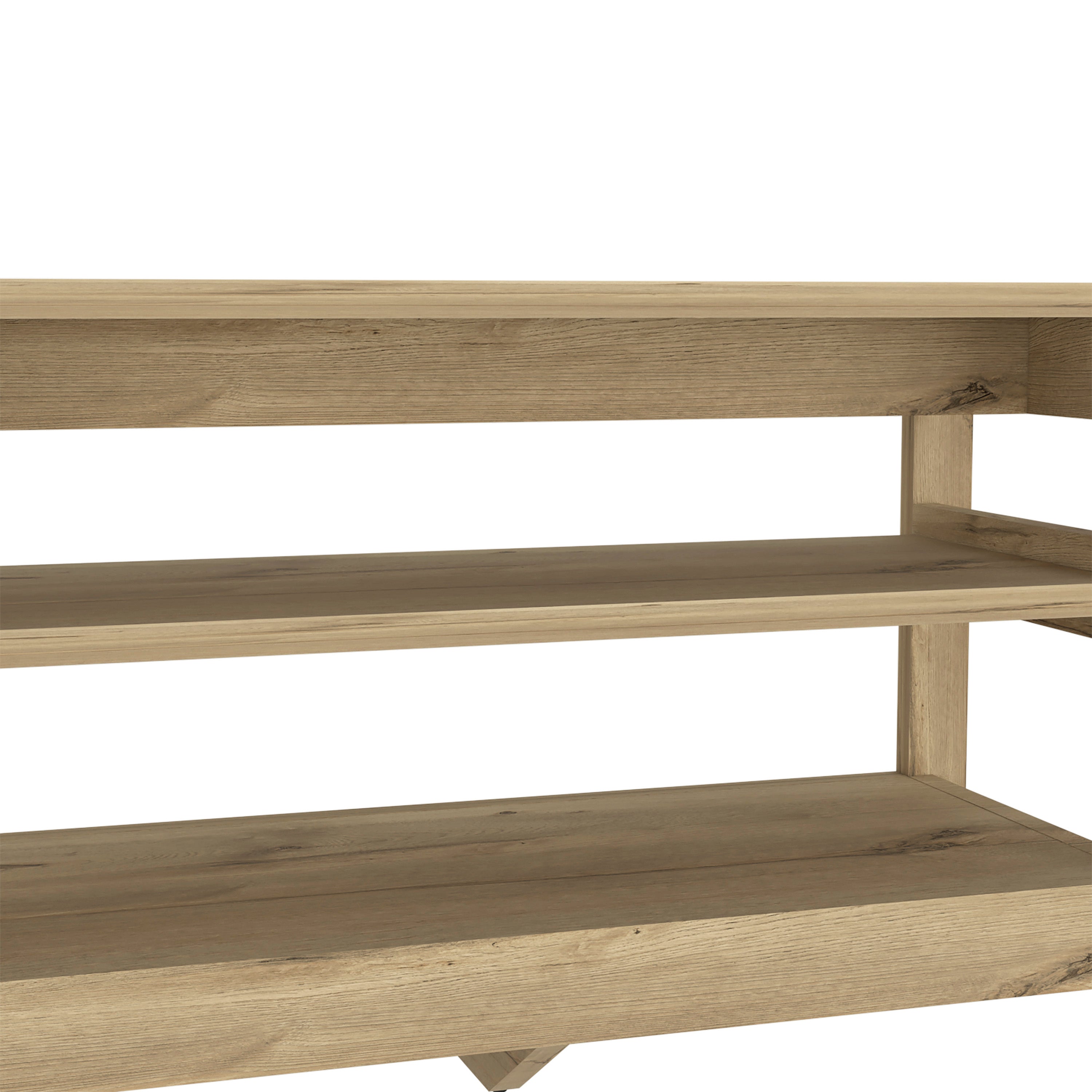 Storage Bench Susho, Upper and Lower Shelf, Light Oak Finish