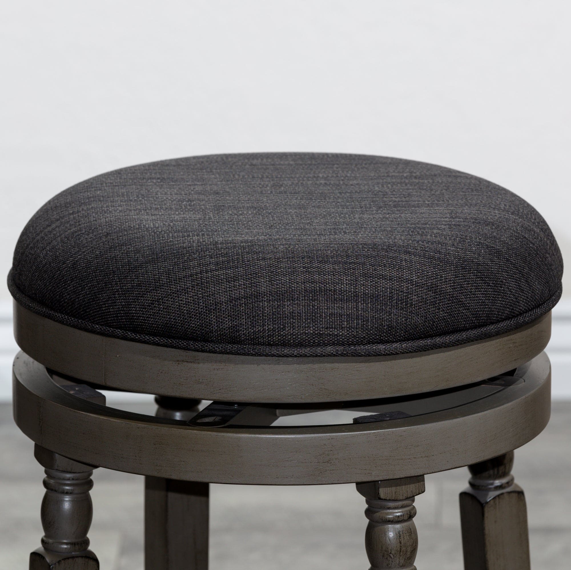 30" Bar Stool, Weathered Gray Finish, Charcoal Fabric Seat