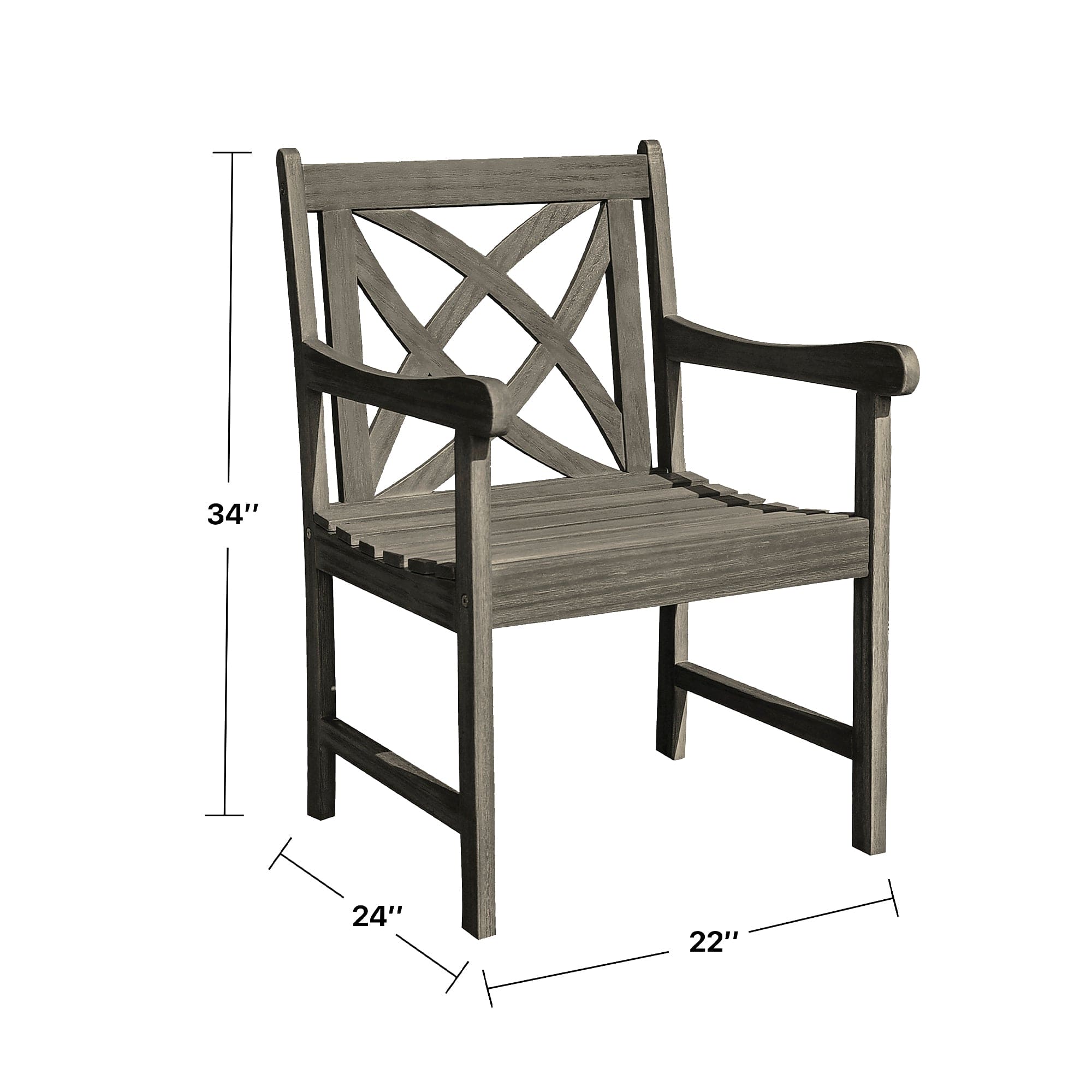 Heraldo Grey-washed Farmhouse Wood Patio Armchair