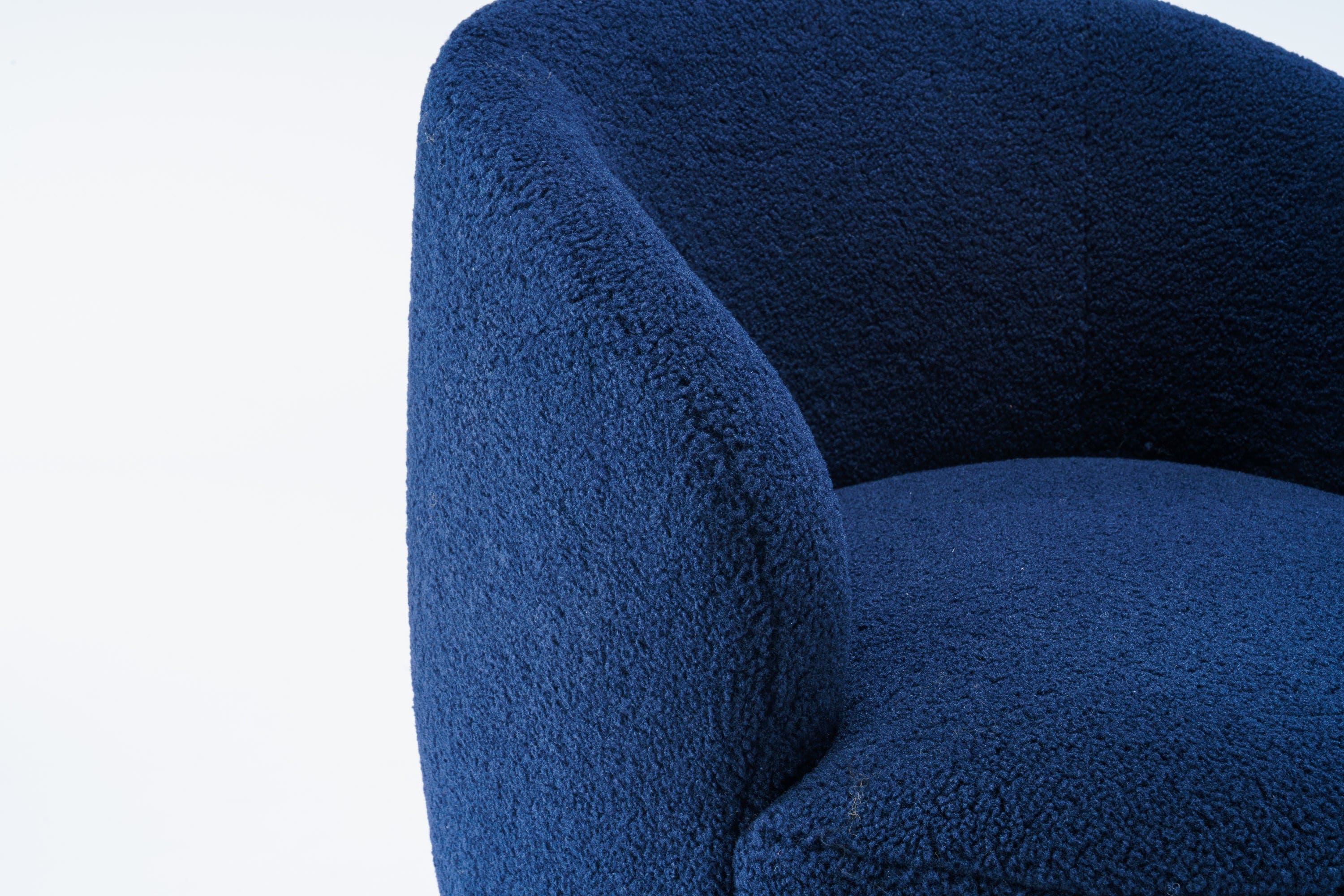 Teddy Fabric Swivel Accent Armchair Barrel Chair With Black Powder Coating Metal Ring,Dark Blue