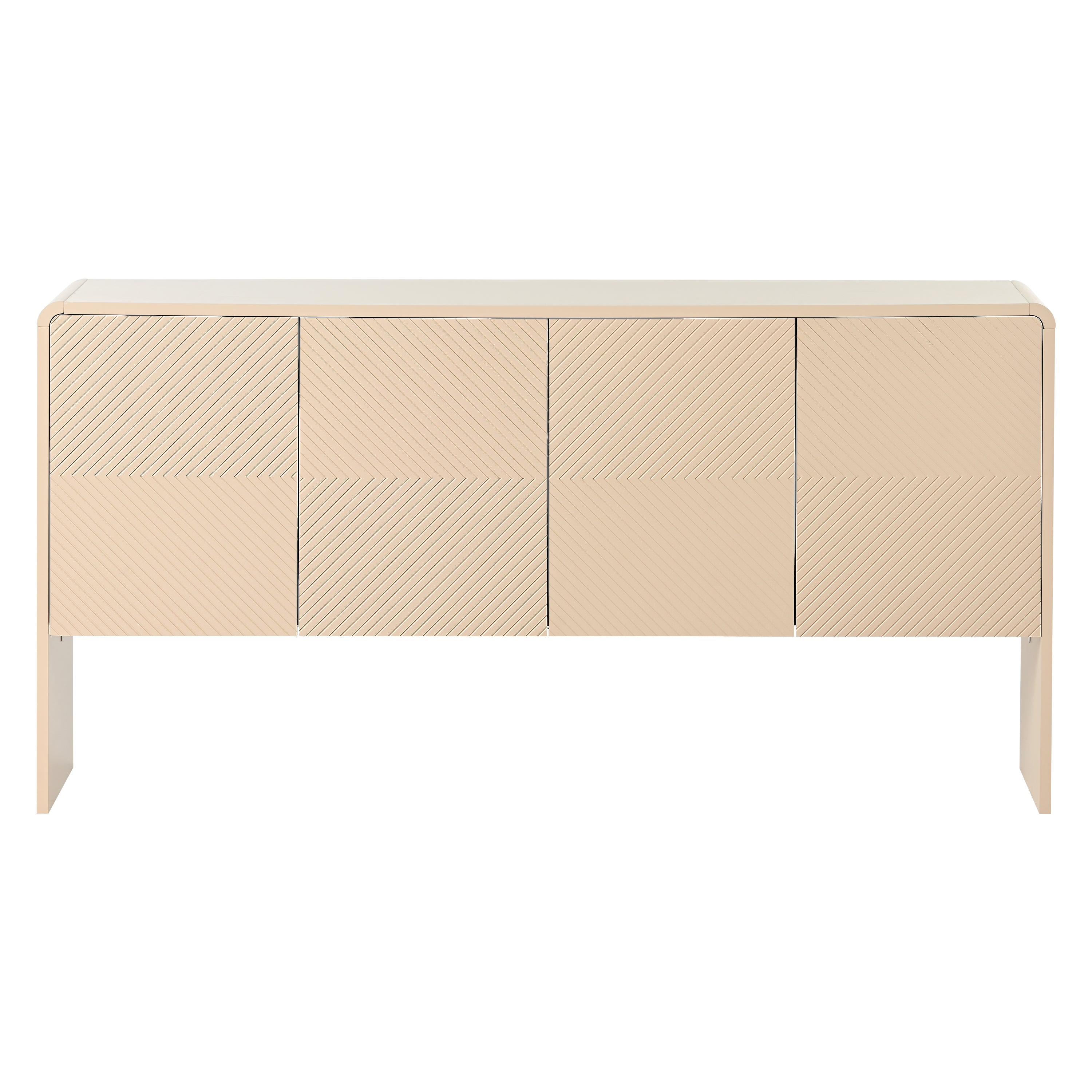 TREXM Minimalist Style 60"L Large Storage Space Sideboard with 4 Doors and Rebound Device for Living Room and Entryway (Apricot Cream)