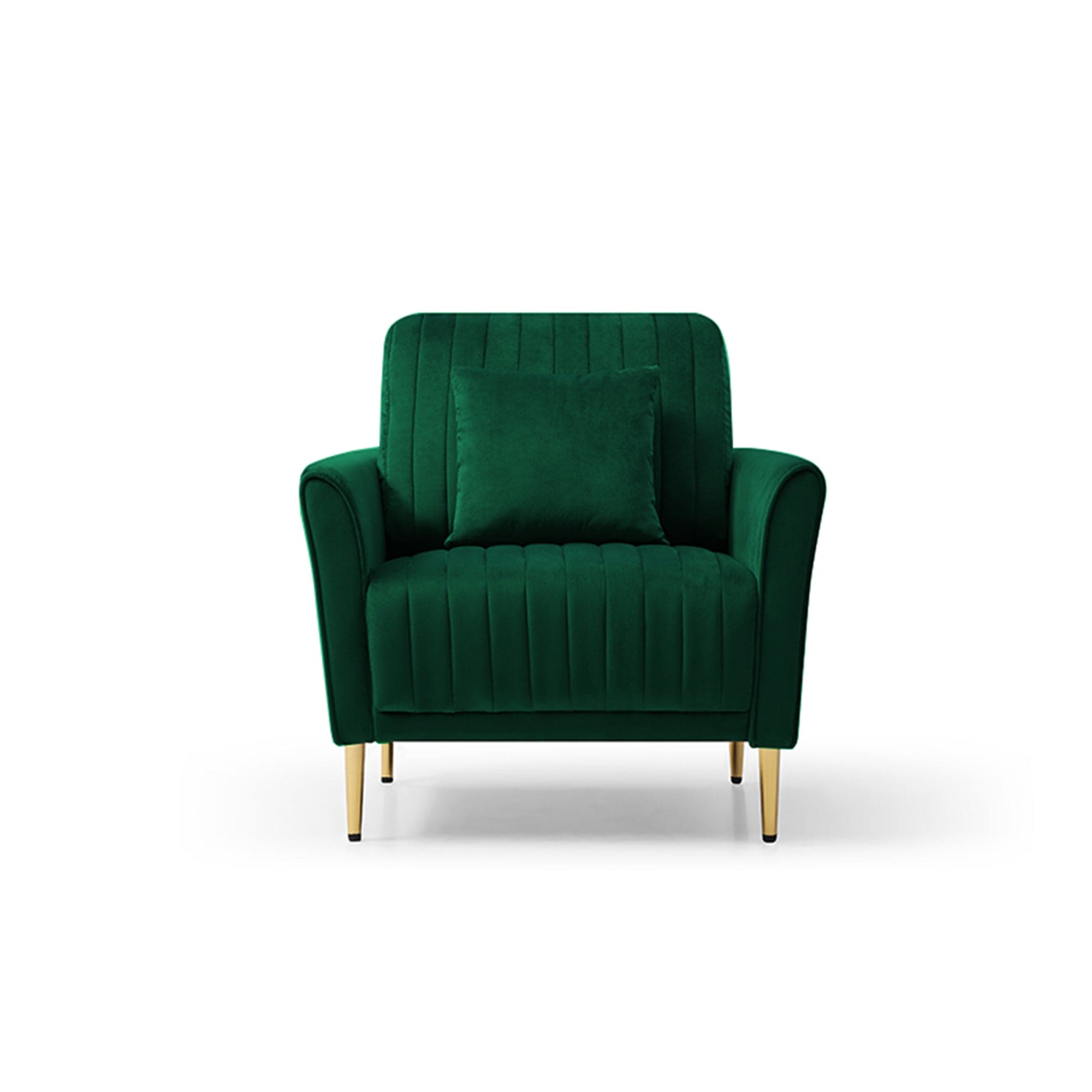 Modern Accent Chair Roll Arm Fabric Chairs, Contemporary Leisure Side Chair, Armchair for Living Room or Bedroom with Metal Legs, Upholstered Single Sofa Club Chair Green