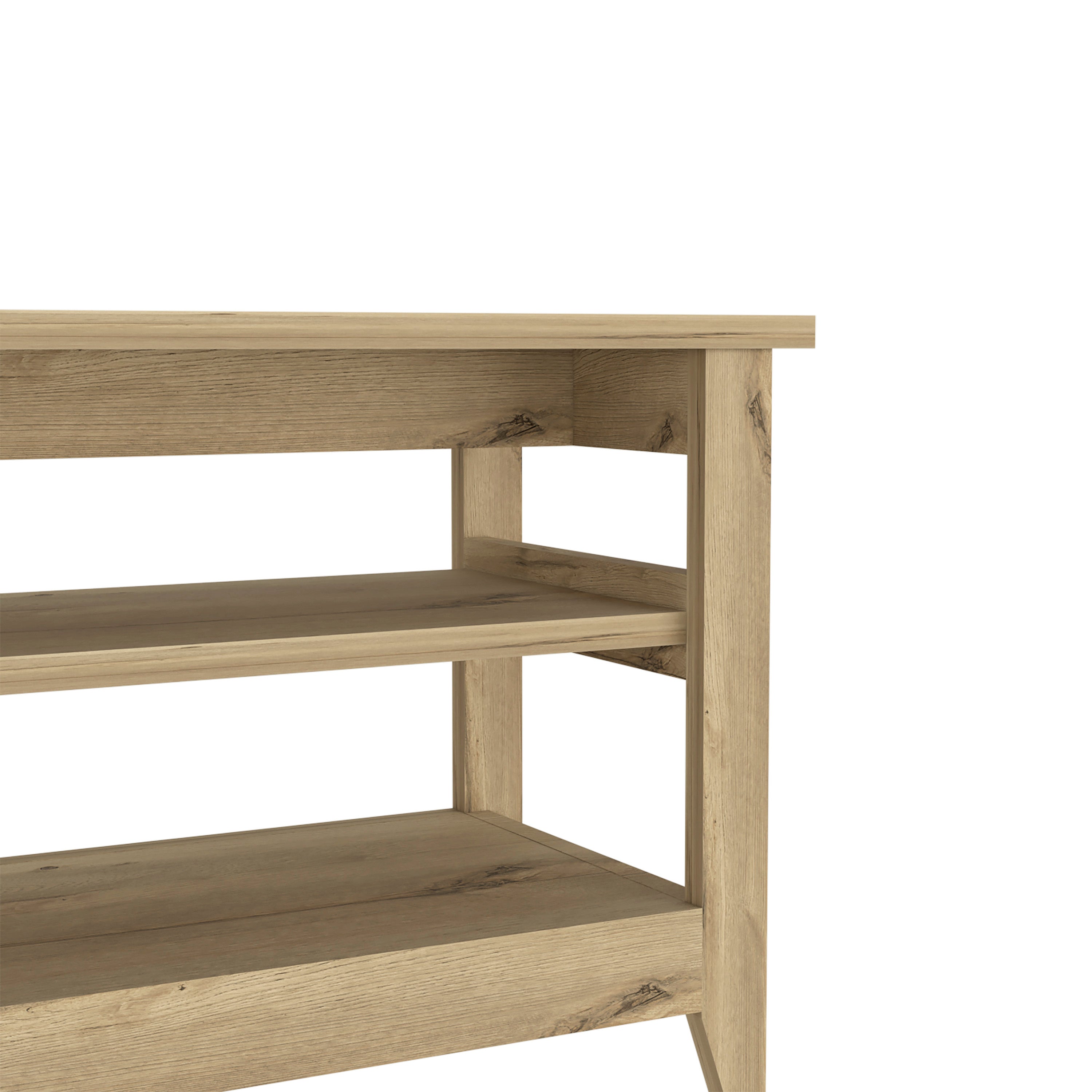 Storage Bench Susho, Upper and Lower Shelf, Light Oak Finish