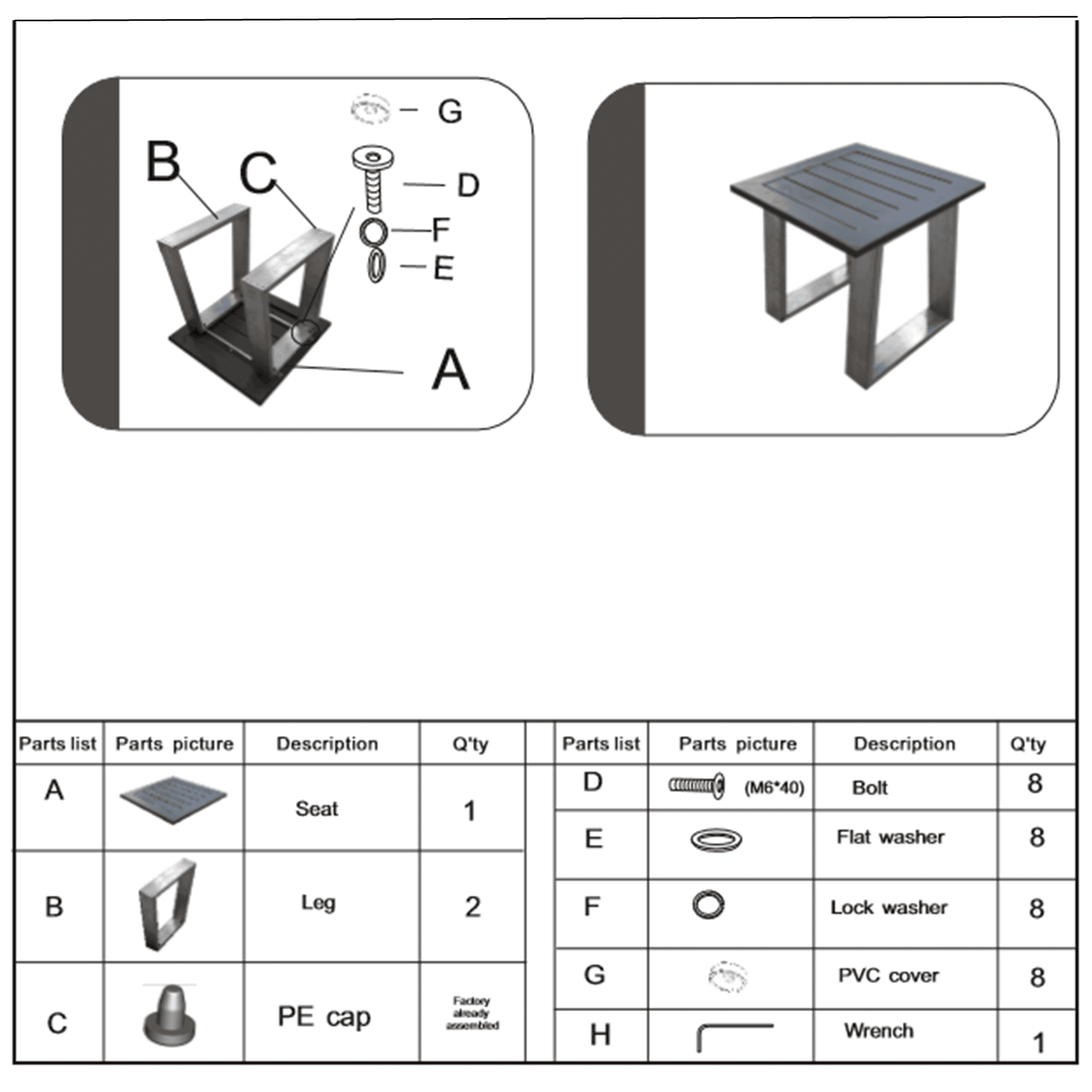 Outdoor Indoor Aluminum Square End Table/Side Table, Powdered Pewter