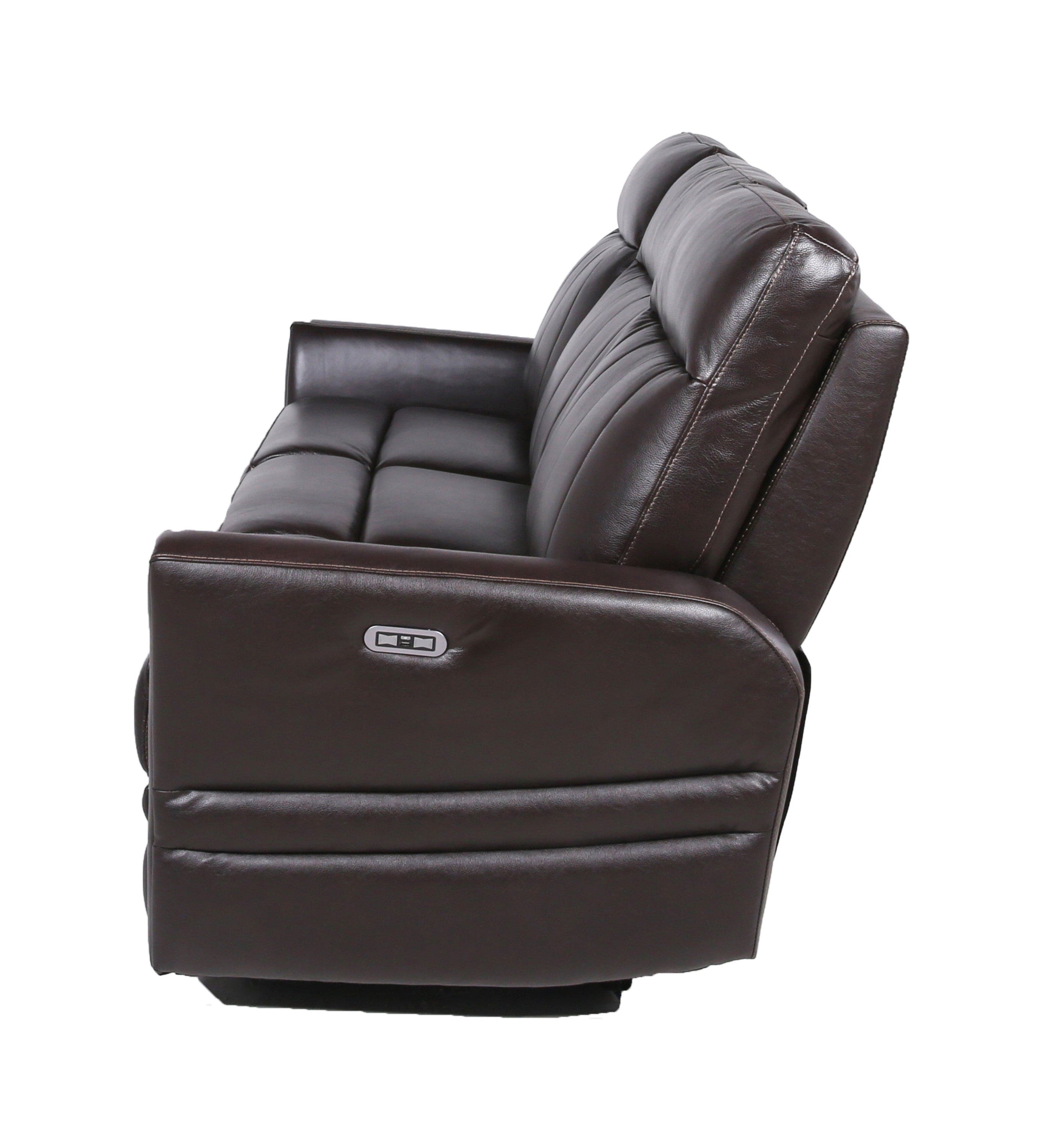 Luxury Power Reclining Sofa Recliner in Dark Brown Top-Grain Leather - Ultimate Comfort with Power Leg Rest and Articulating Headrest - Elegant and Relaxing Furniture for Living Room or Home Theater