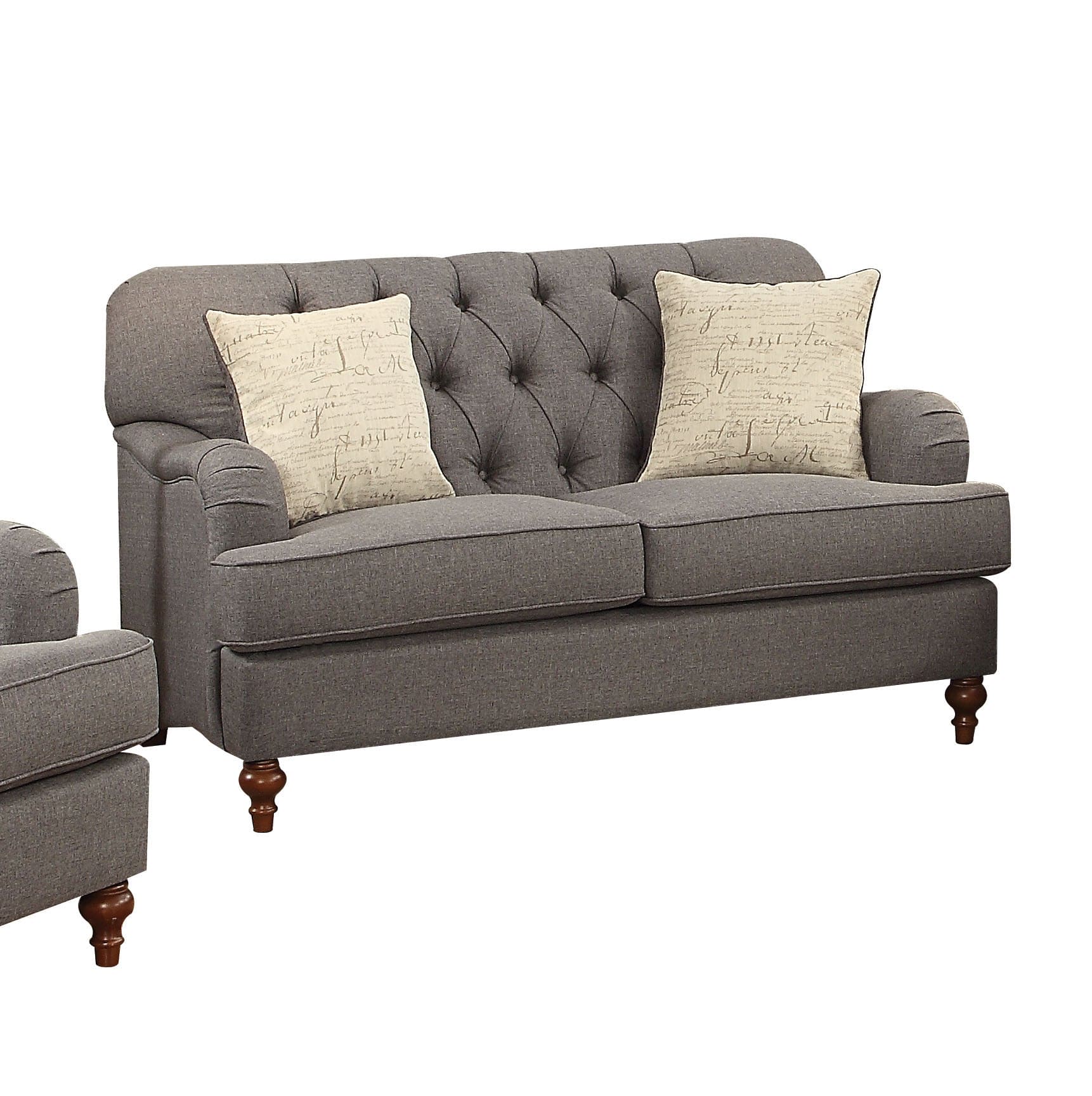 ACME Alianza Loveseat w/2 Pillows in Dark Gray Fabric 53691