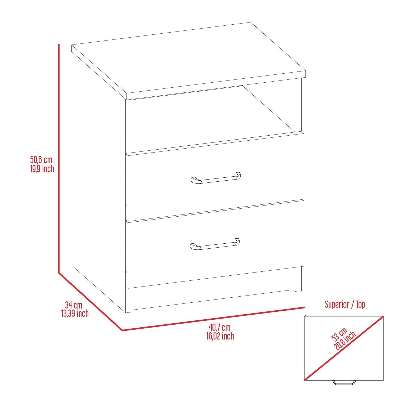 Brookeline 2-Drawer 1-Shelf Rectangle Nightstand White