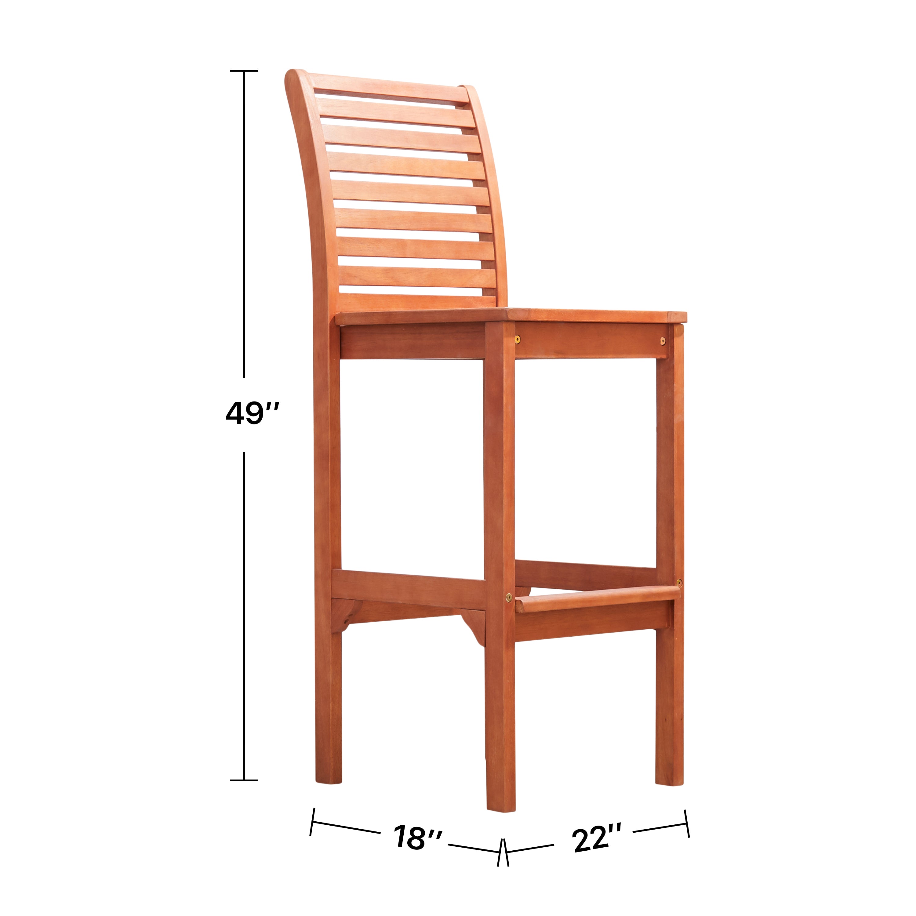 Emilio Reddish Brown Tropical Wood Bar Chair