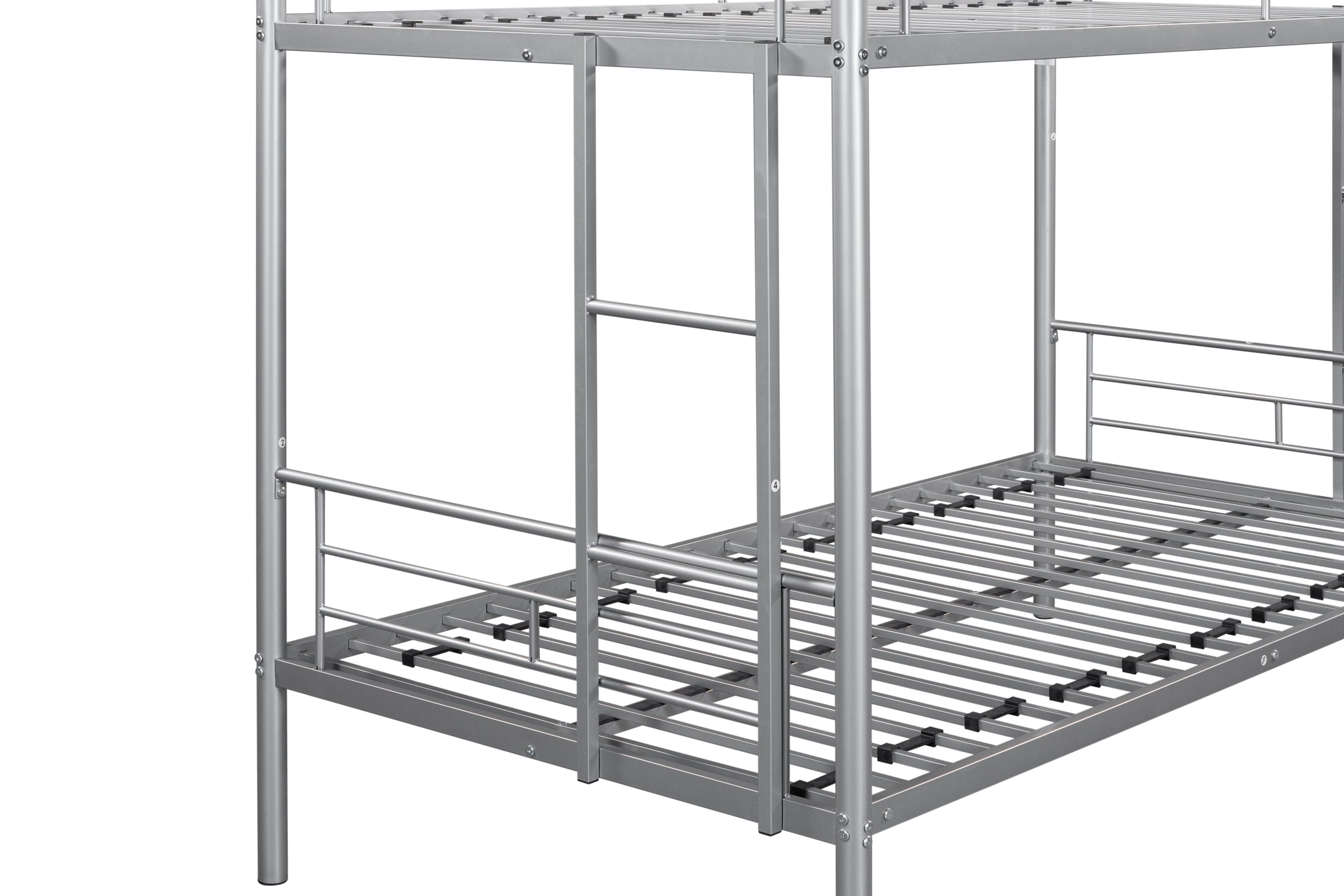 Metal Twin over Twin Bunk Bed/ Heavy-duty Sturdy Metal/ Noise Reduced Design/ Safety Guardrail/ 2 Side Ladders/ CPC Certified/ No Box Spring Needed