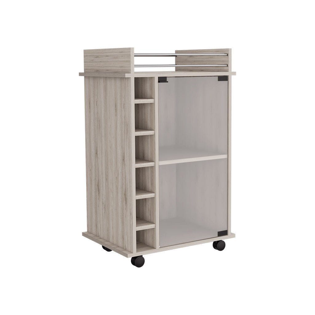 Bar Cart Baltimore, Six Wine Cubbies, Light Gray Finish