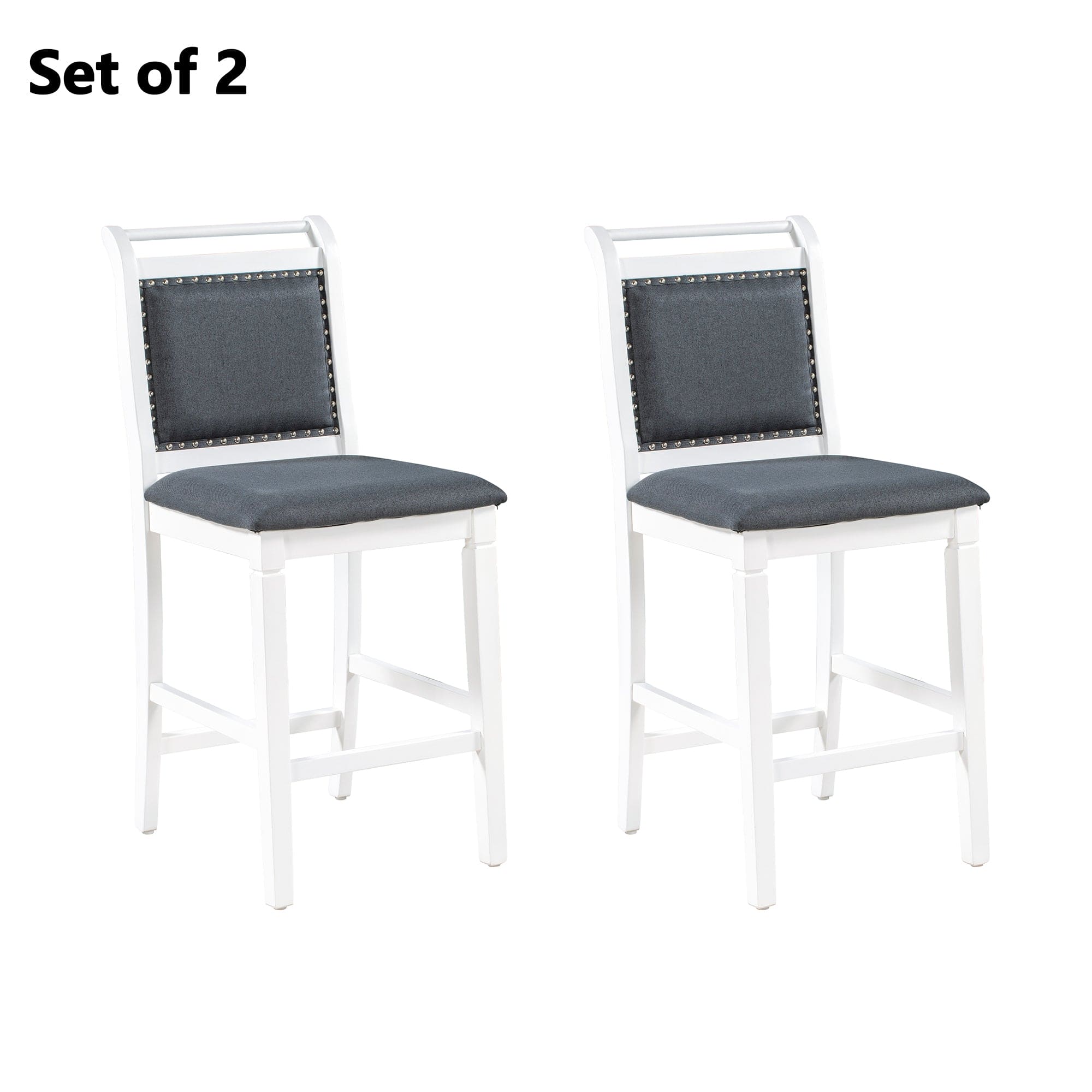 TOPMAX 3-Piece Wood Counter Height Drop Leaf  Dining Table Set with 2 Upholstered Dining Chairs for Small Place, White+Gray