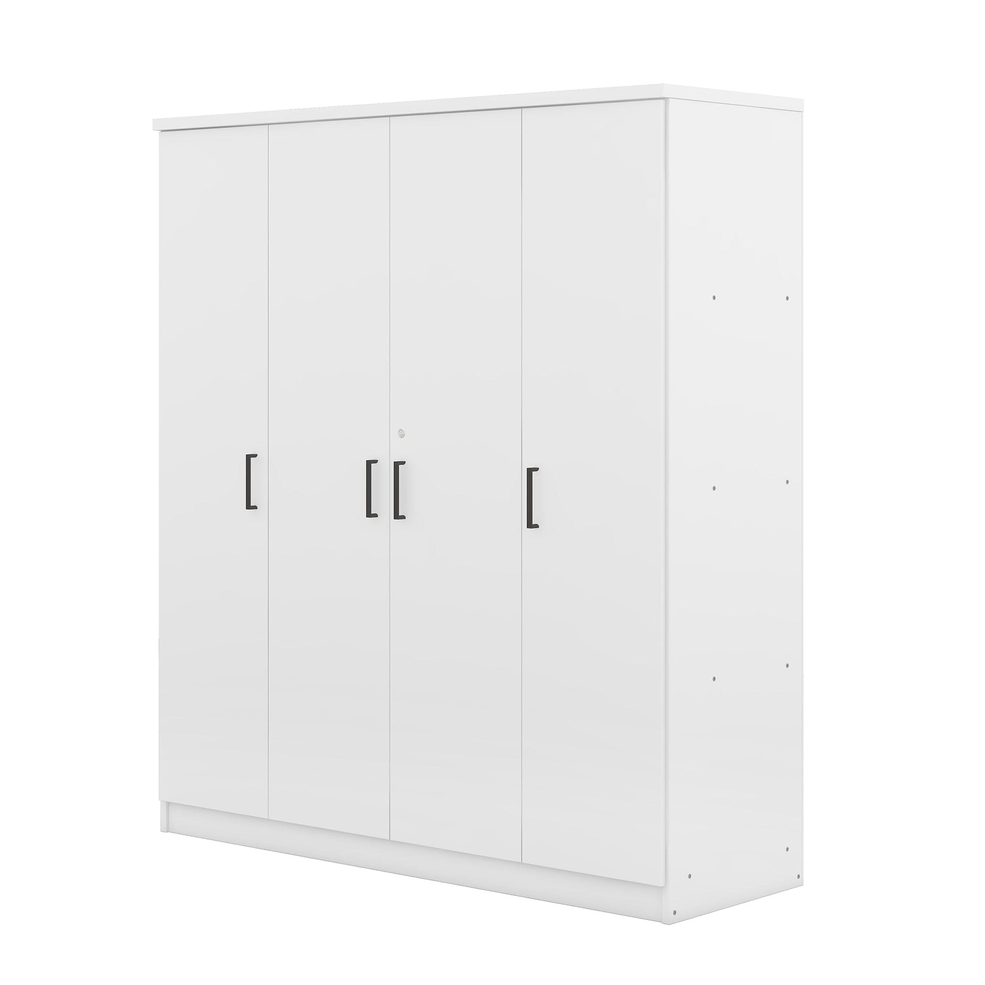 4-Door Wardrobe with 1 Drawer, White