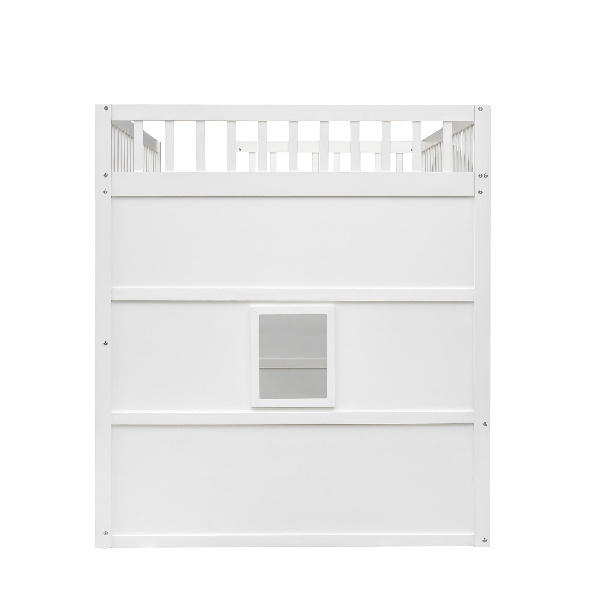 Full Size House Loft Bed With Ladder-White+Gray Frame