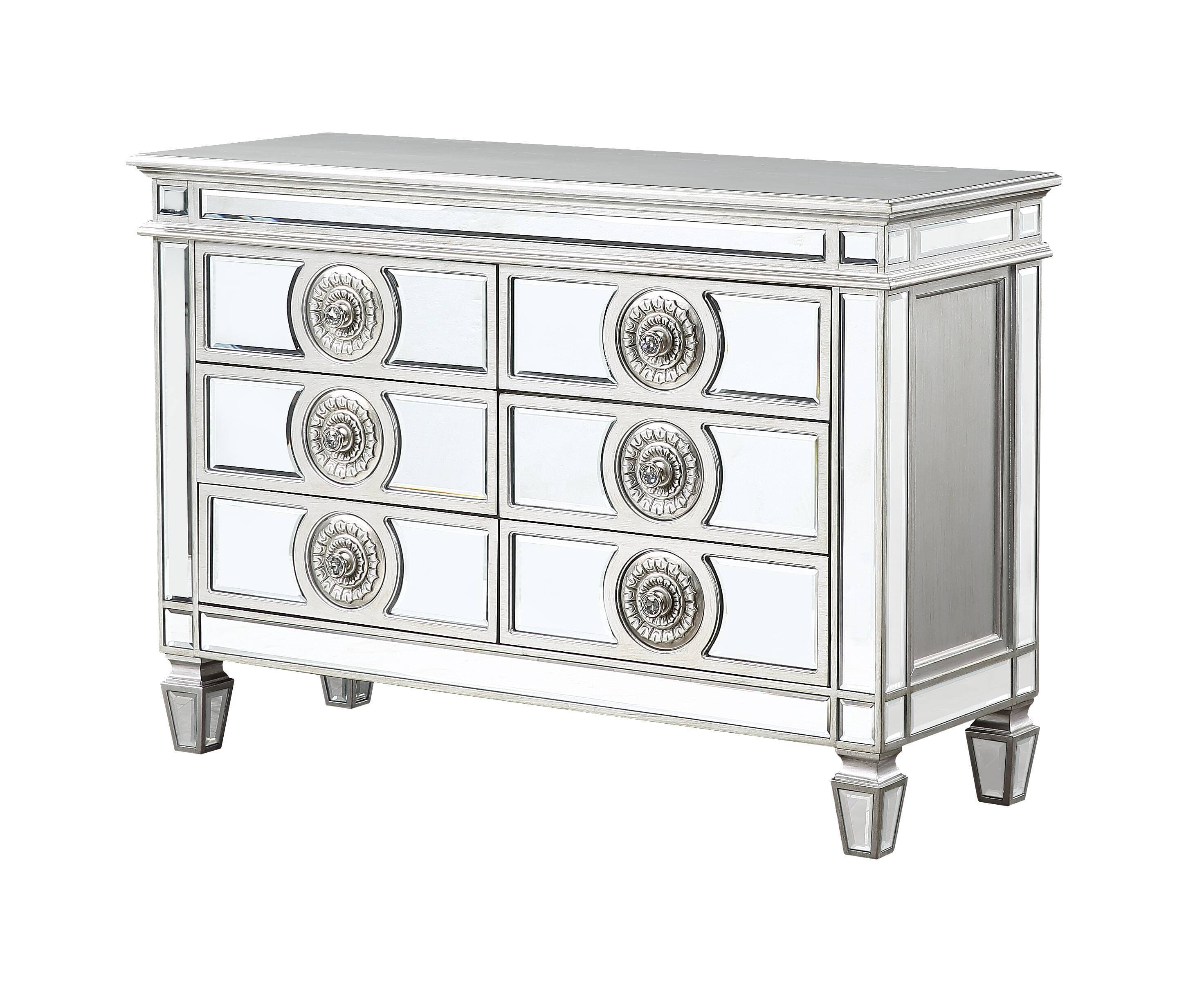 ACME Varian Server, Mirrored & Antique Platinum 66159