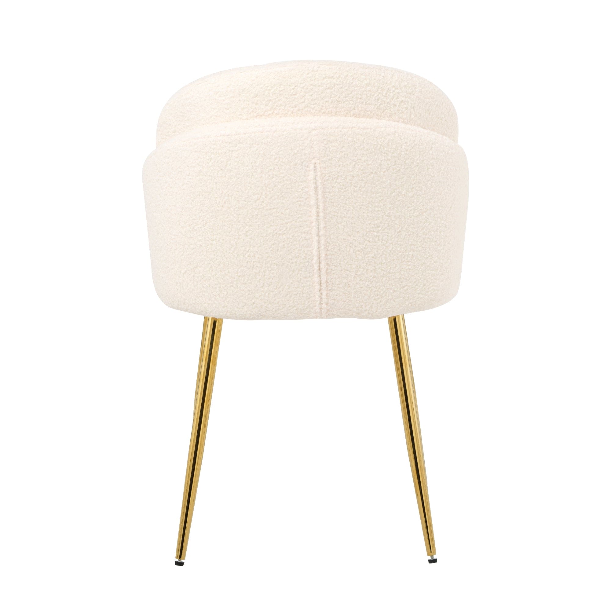 Modern simple teddy fleece dining chair Fabric Upholstered Chairs home bedroom stool back dressing chair gold metal legs(set of 2)