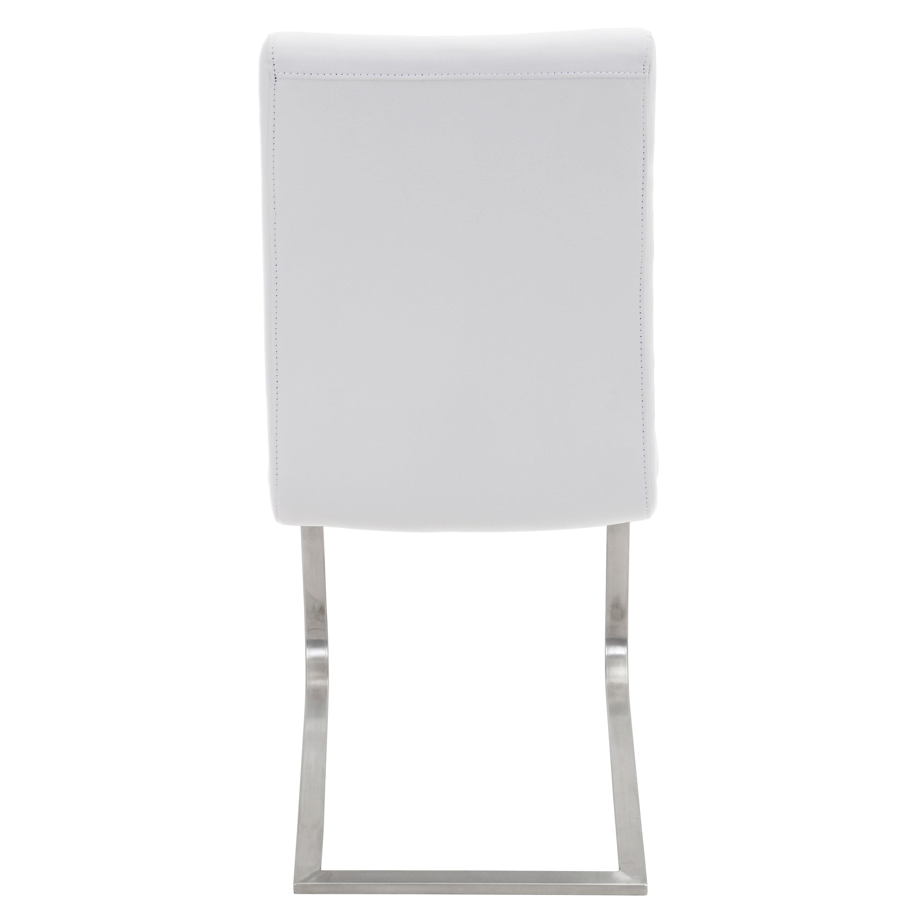 Foster Contemporary Dining Chair in Stainless Steel and White Faux Leather by LumiSource - Set of 2