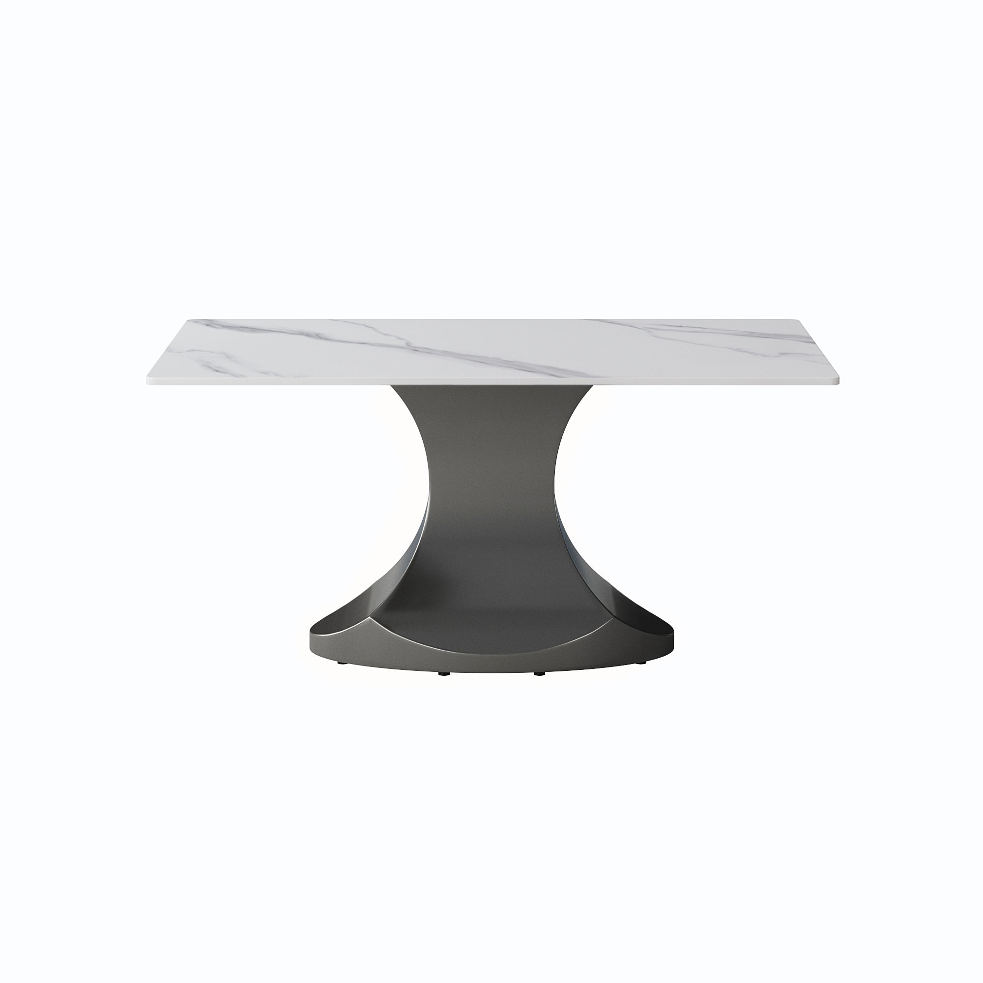 63 "modern artificial stone white panel gray stainless steel curved legs-can accommodate 6-8 people